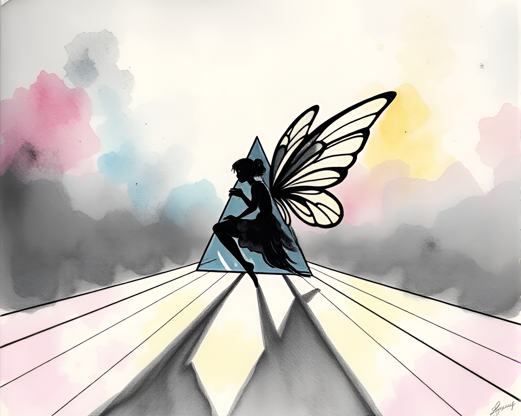 Prism Fairy Realm Through Inked Leading Sunlight – free AI stock image