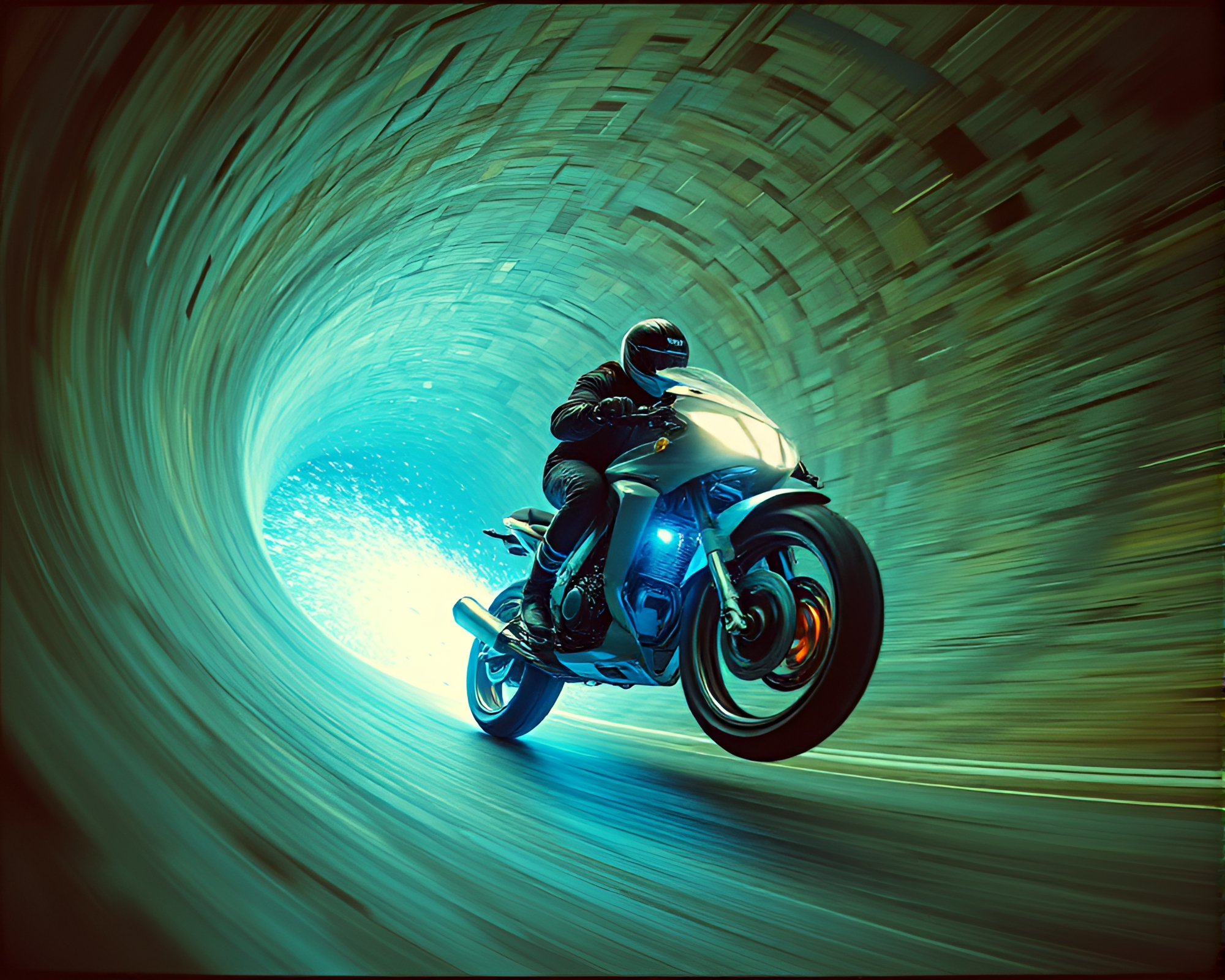Vortex Twist Hoverbike Ride in Expired Film Style – free AI stock image