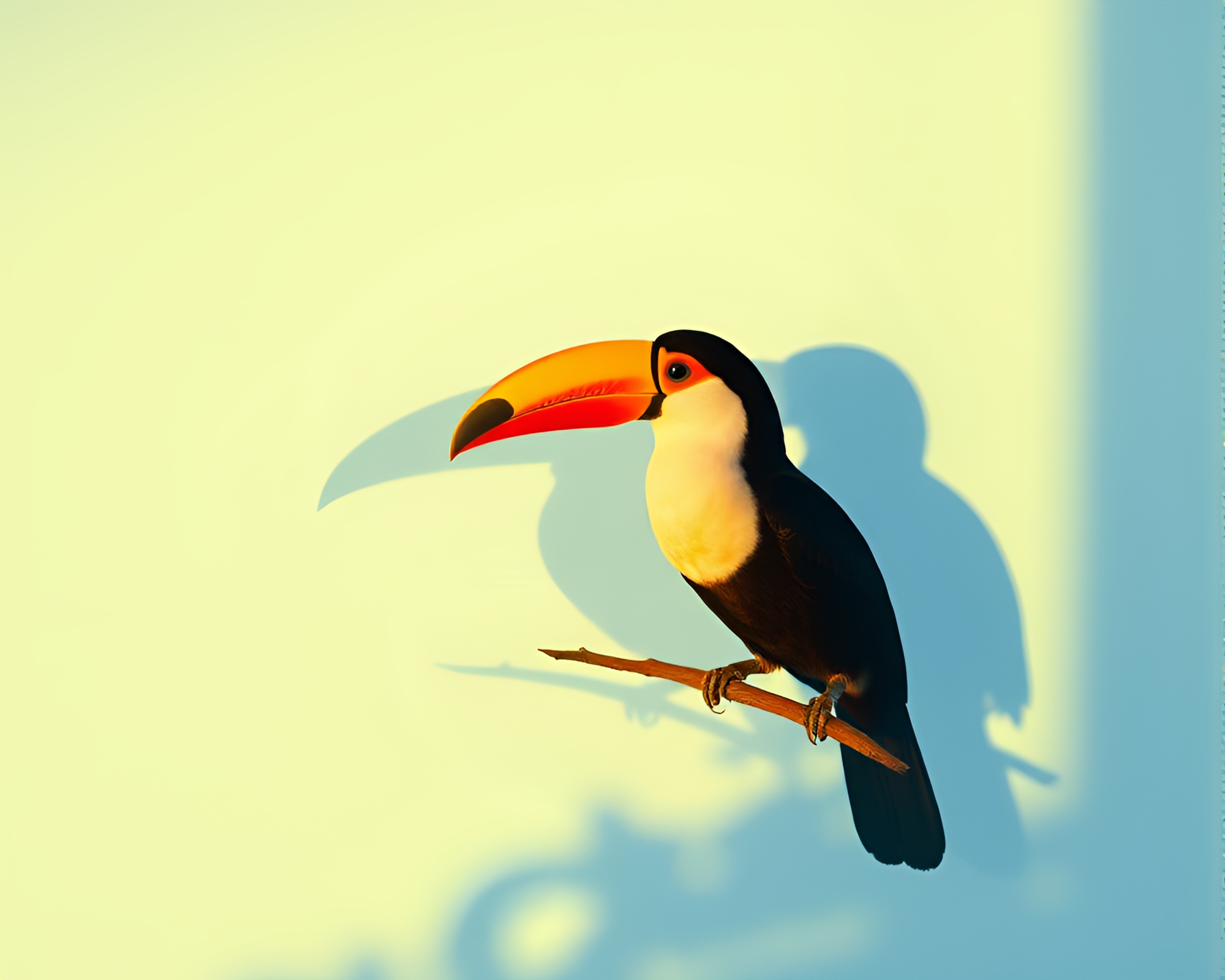 Golden Hour Toucan Stencil Shadows – free AI stock image