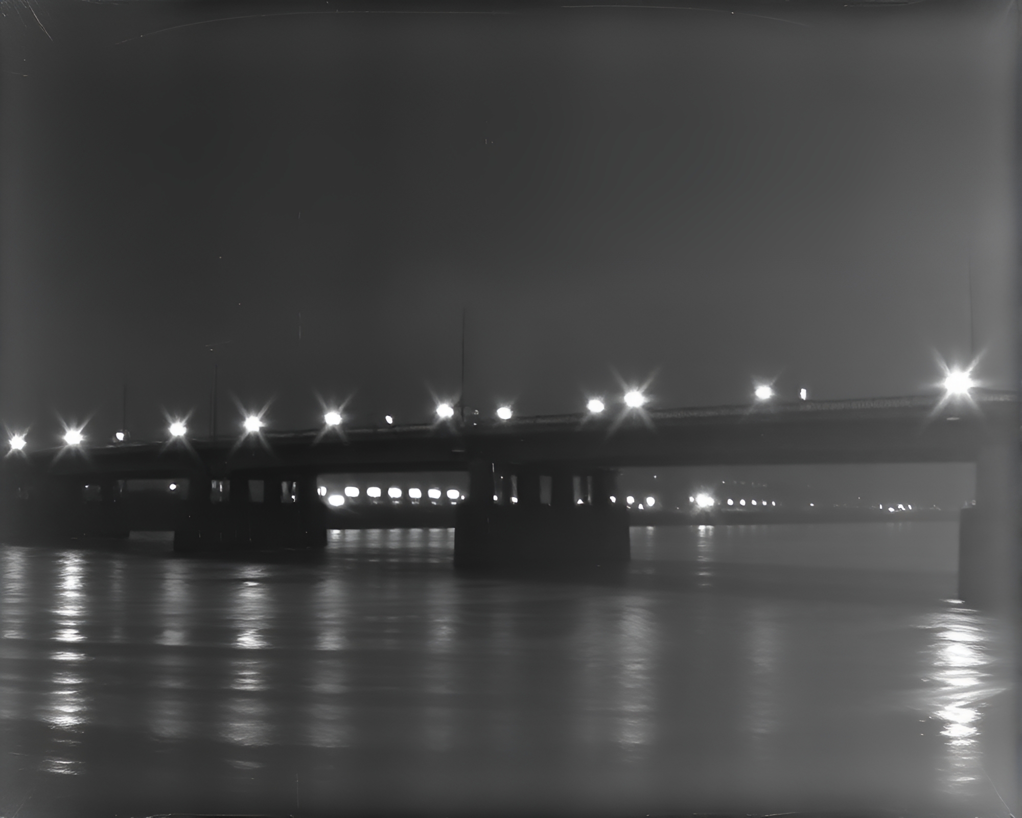 Chalkboard Bridge amidst VHS Distortion – free AI stock image