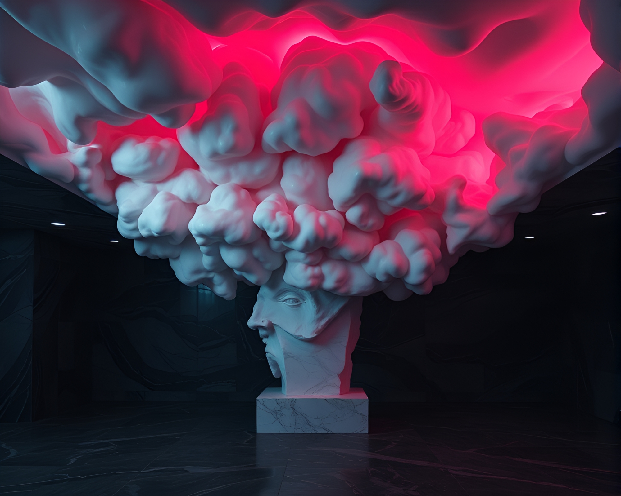 Vaporwave Basement Cloud Sculpture – free AI stock image