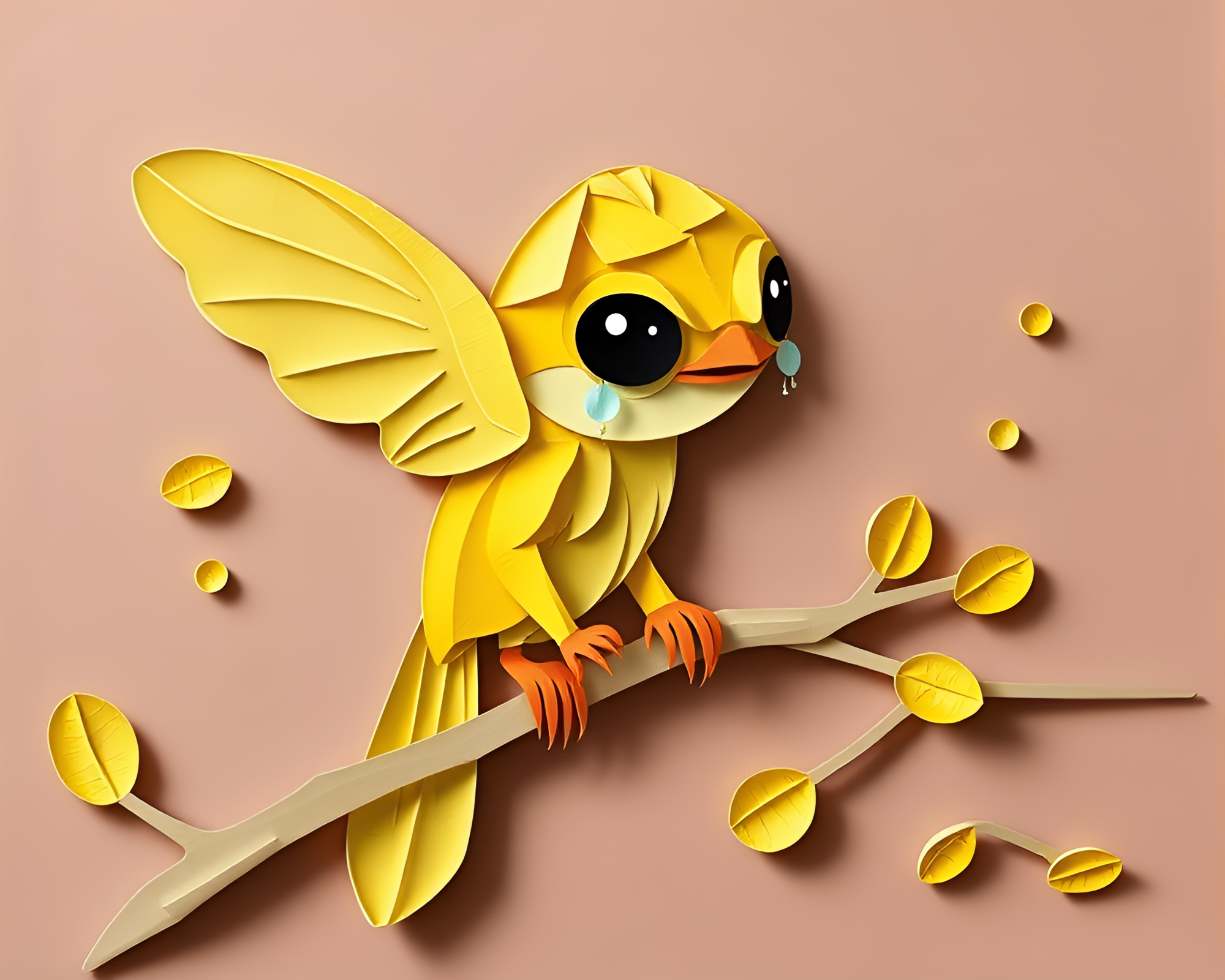 Chimera Gazing Through Lemon Yellow Paper Tear – free AI stock image