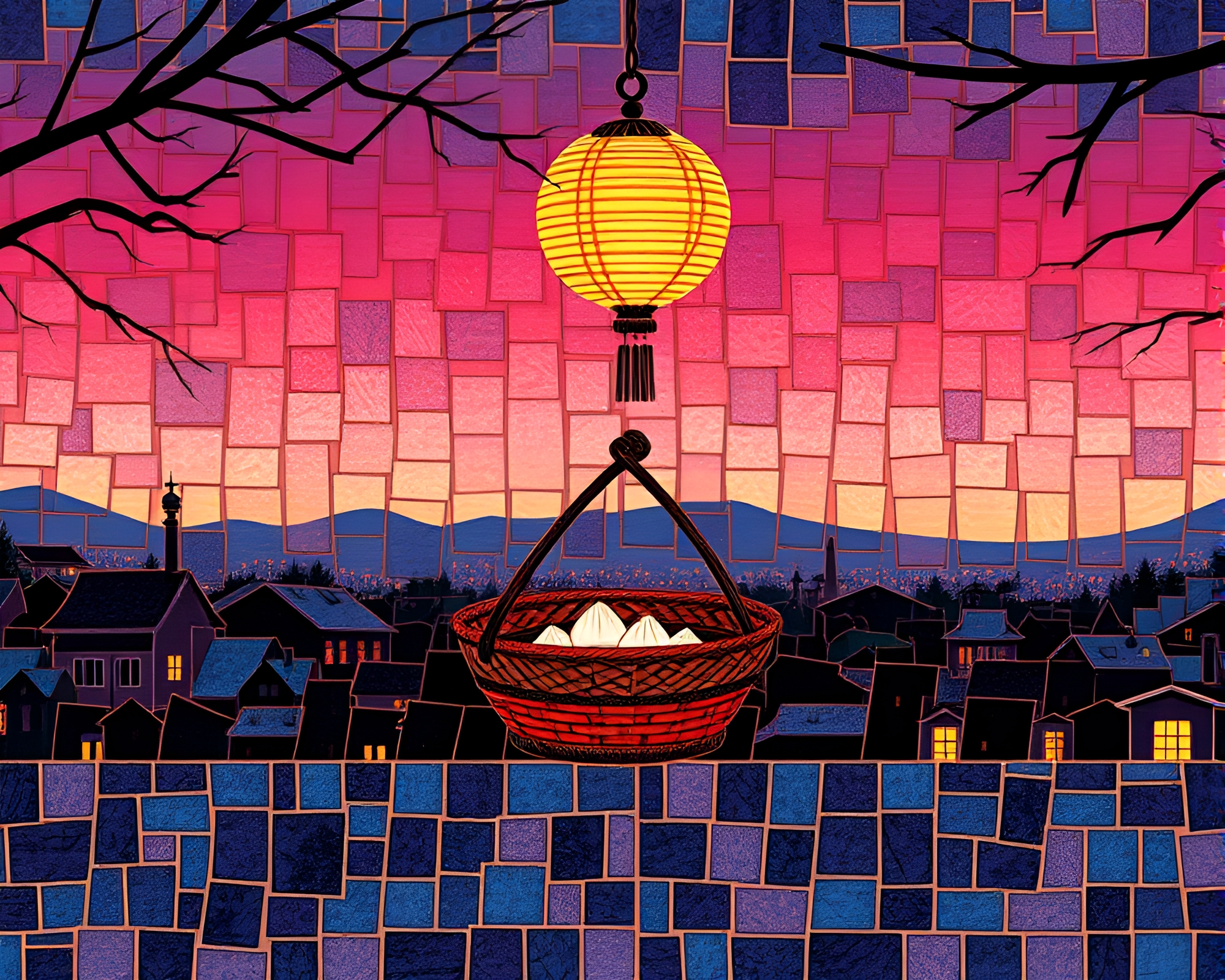Elegant Dim Sum Twilight Fashion Mosaic – free AI stock image