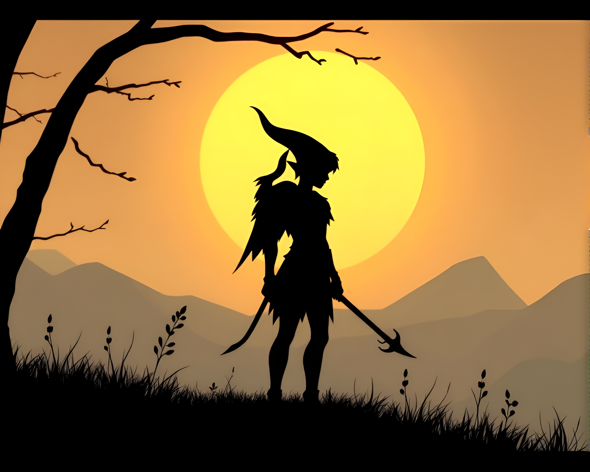 Ethereal Elf Silhouette at Dawn Mist – free AI stock image