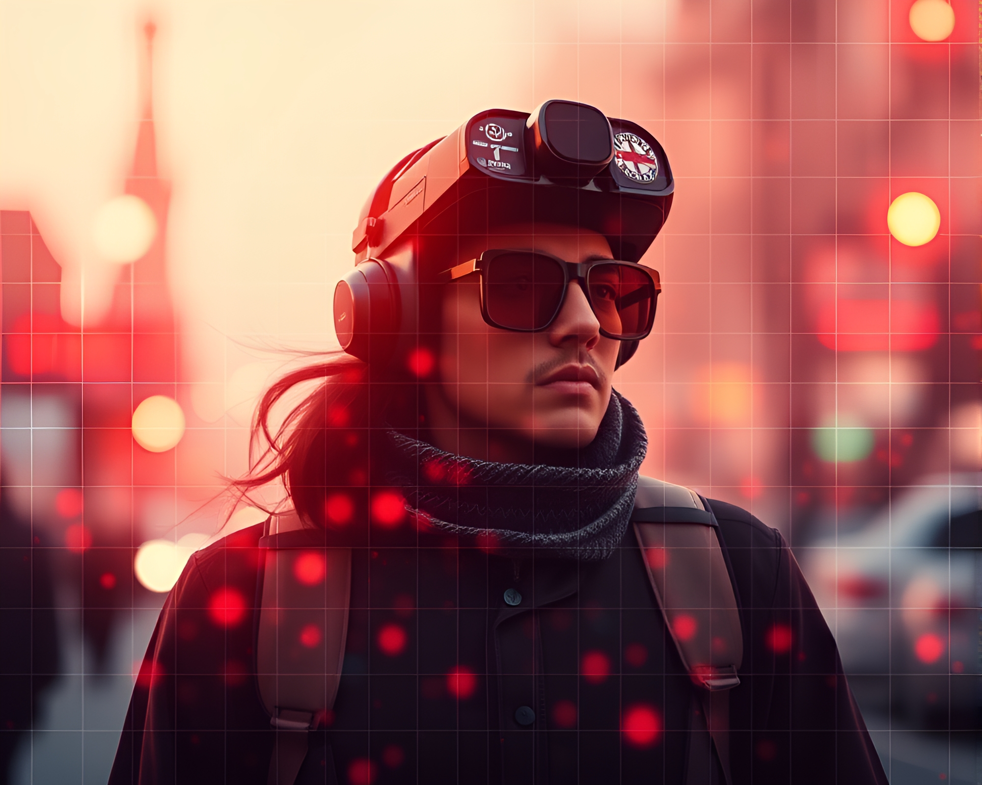 Time Traveler’s Digital Vignette Adventure – free AI stock image
