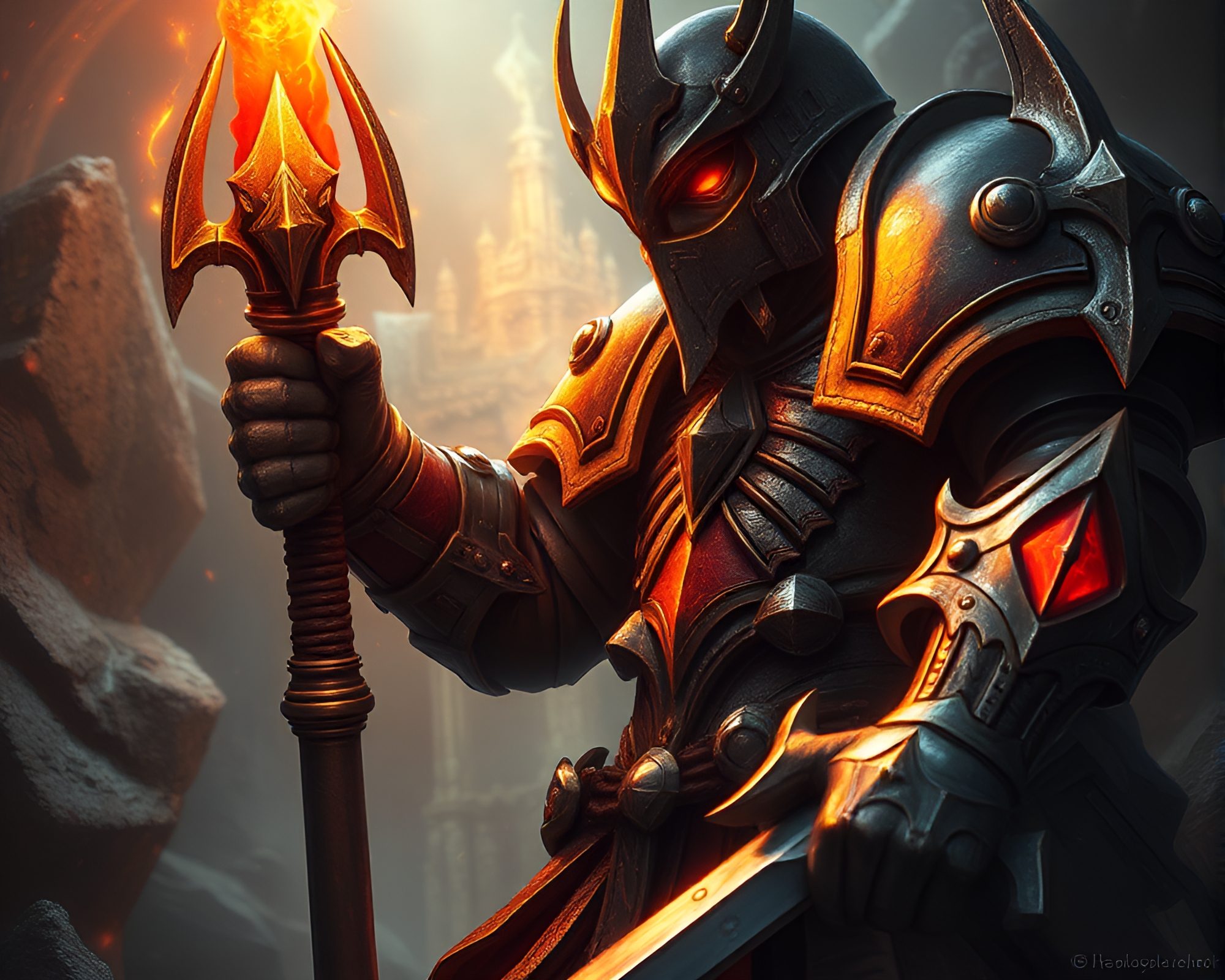 Fantasy Armor Macro Detail in Dungeon Torchlight – free AI stock image