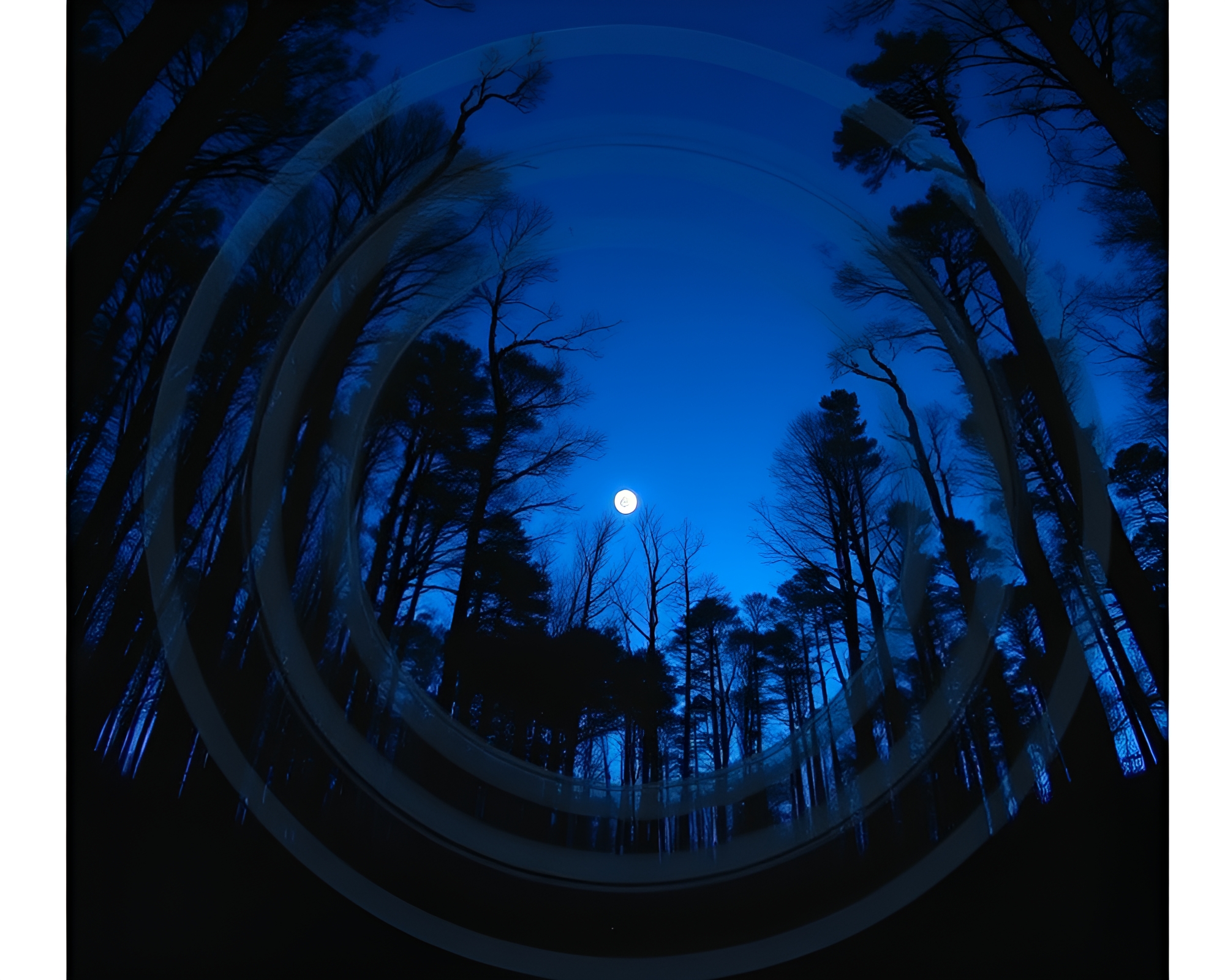 Bioluminescent Forest Twilight Photocollage – free AI stock image
