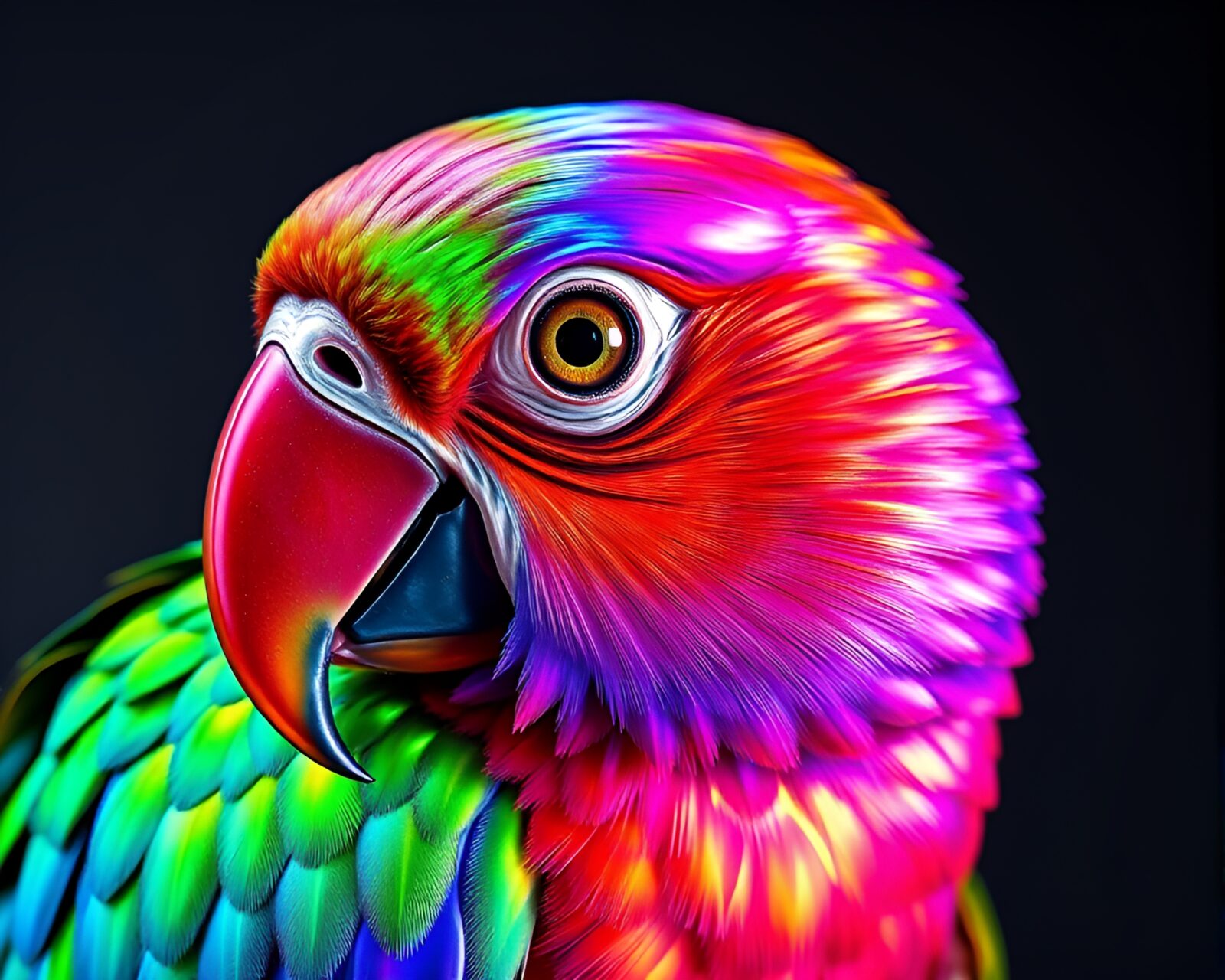 Vibrant soap bubble reflecting tropical parrot in 3D