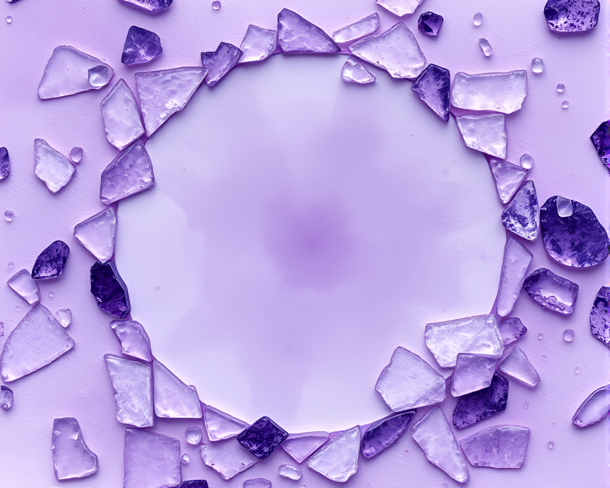 Enigmatic Magic Circle Surrounded by Amethyst Glass Shards – free AI stock image