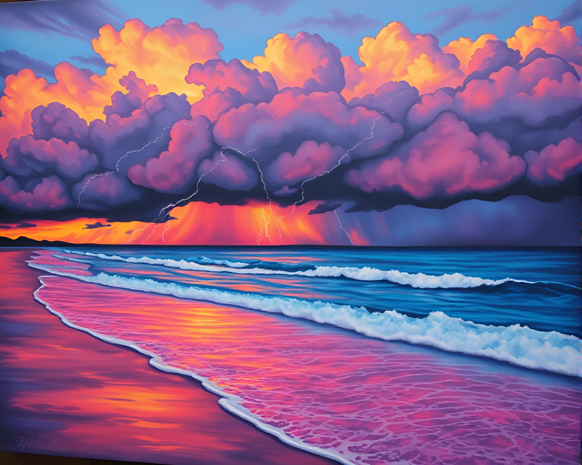 Street Art Thunderstorm Sunset Dye Composition – free AI stock image