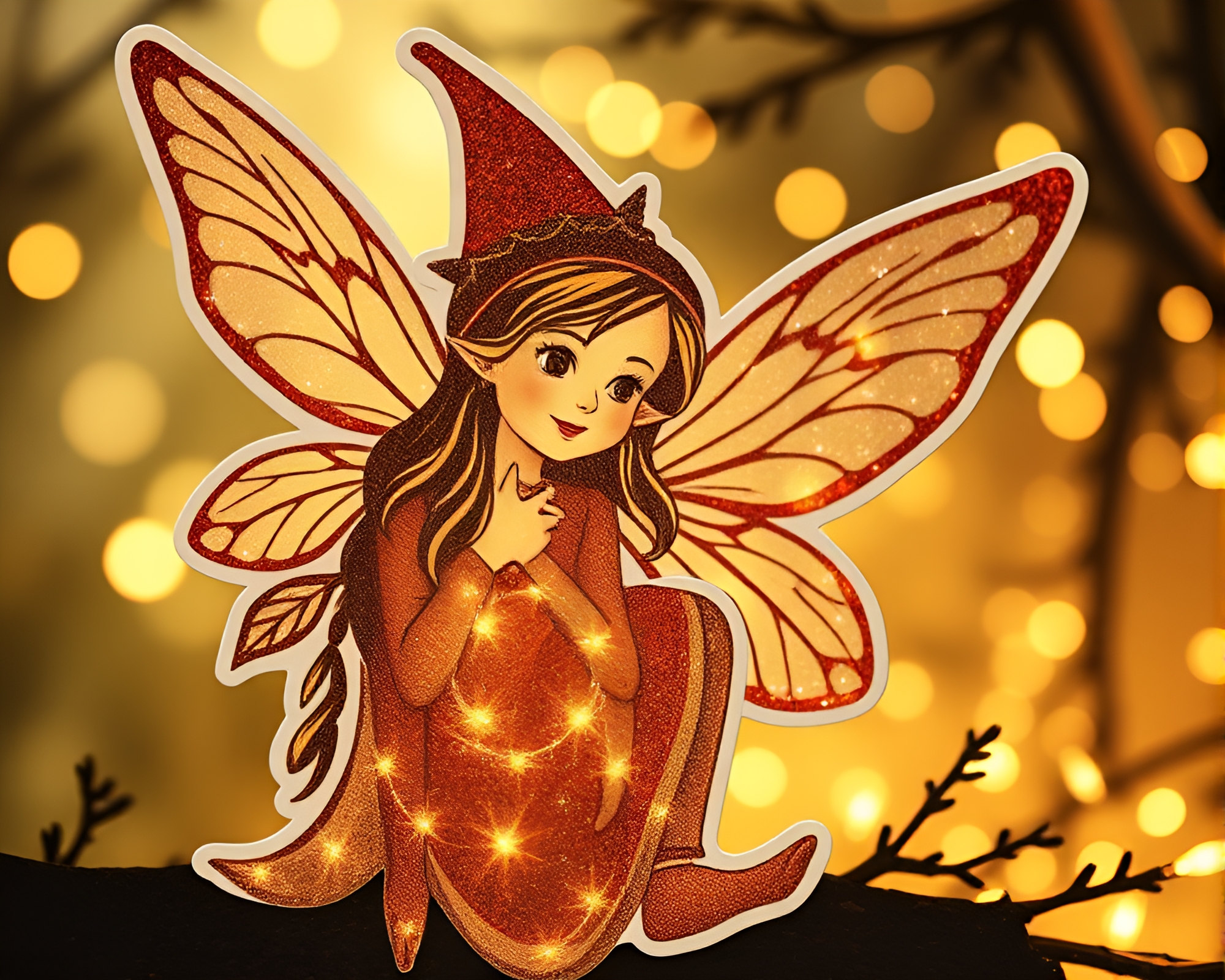 Enchanting Elf Collage under Fairy Light Sparkle – free AI stock image