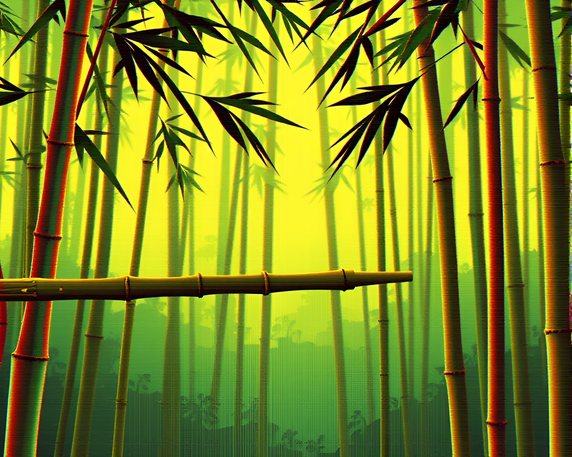 Bamboo Flute Player in Cel Shaded VHS Distortion – free AI stock image