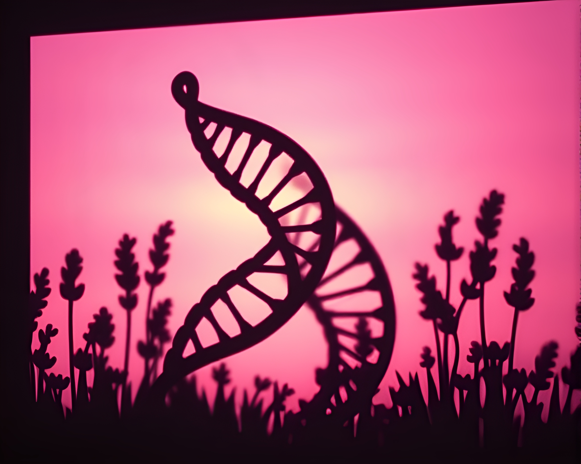 Twilight DNA Helix Shadow Stained Glass Art – free AI stock image