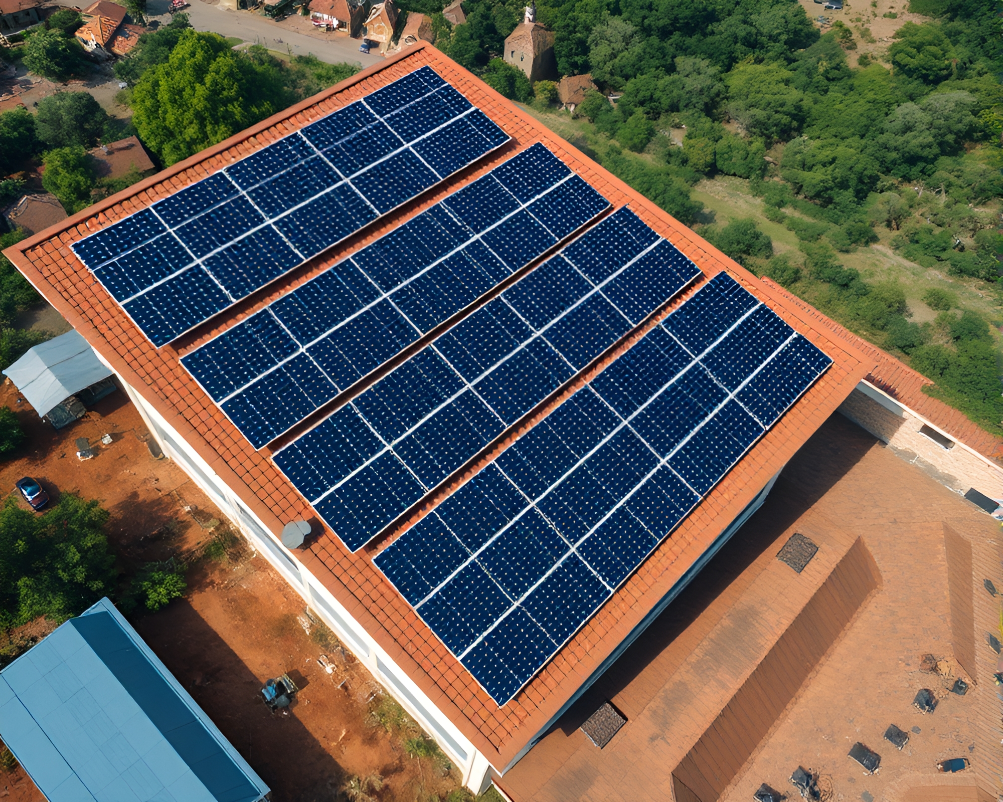 16-Bit Solar Panel Array Bird’s Eye HDR Contrast – free AI stock image