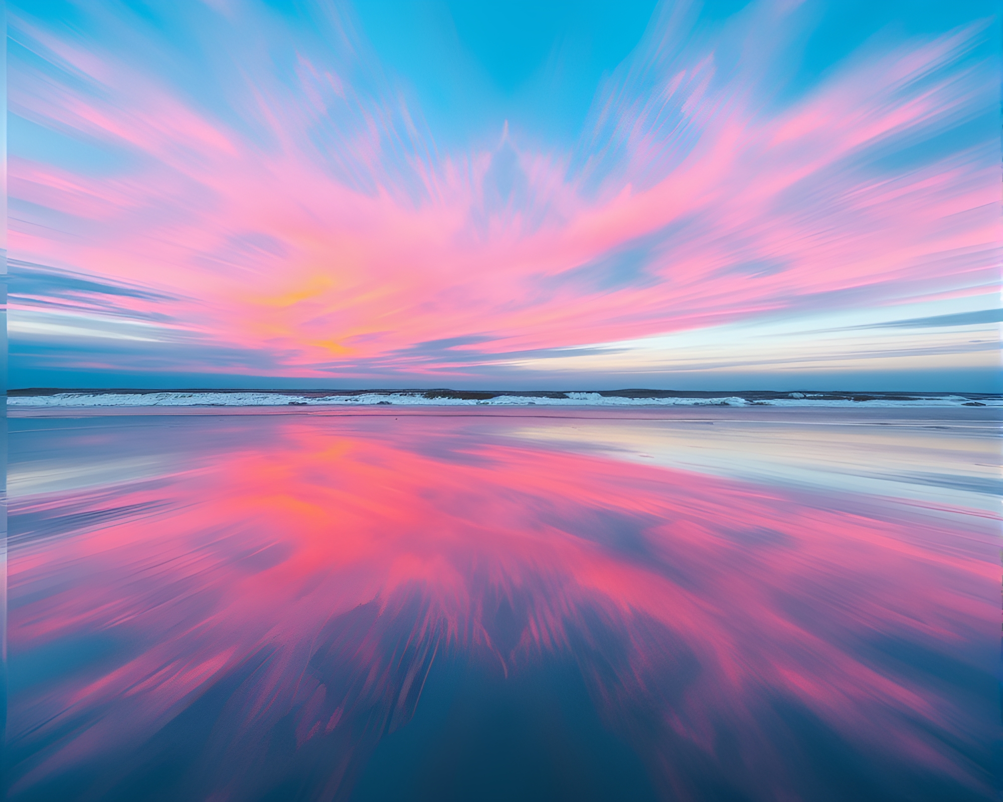 Kinetic Beach Mirror: Dreamy Symmetry in Motion – free AI stock image