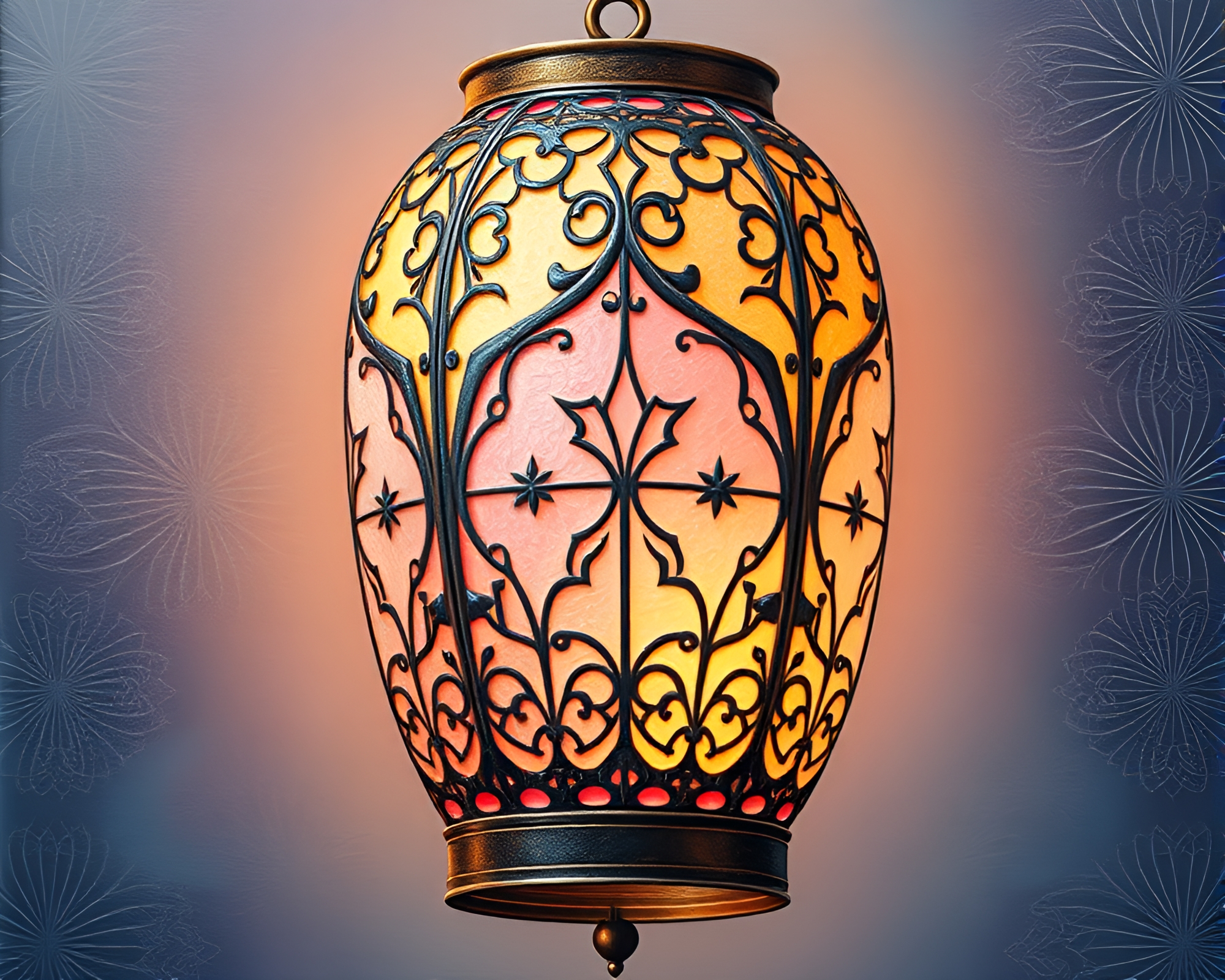 Intricate Oil Lantern Trompe-l’oeil Pastel Pattern – free AI stock image
