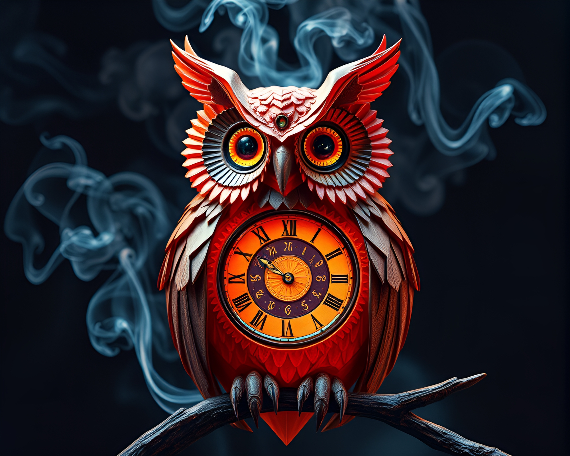 Clockwork Owl Evokes Cosmic Rainbow in Origami Style – free AI stock image