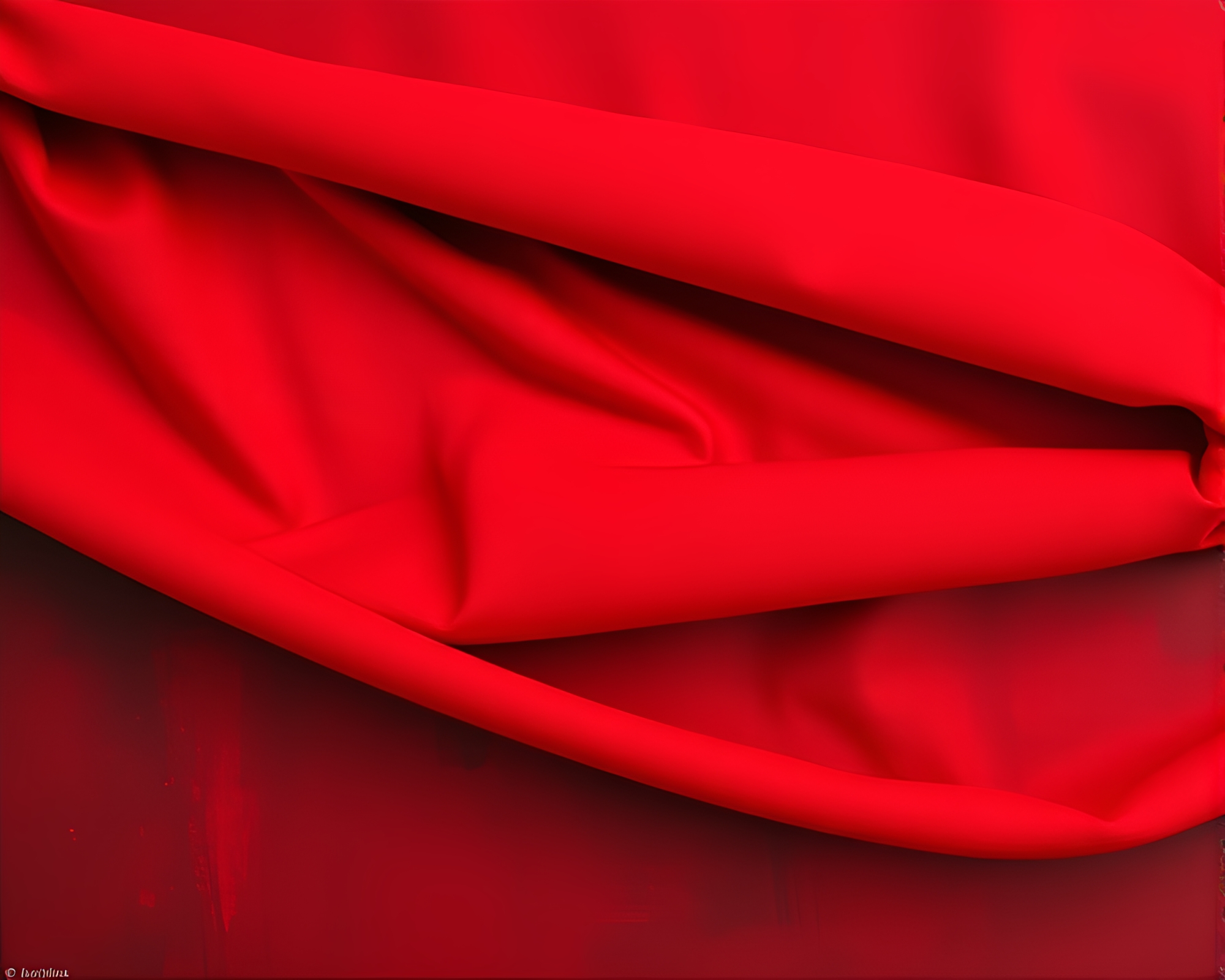 Scarlet Train Journey Through Fabric Folds – free AI stock image