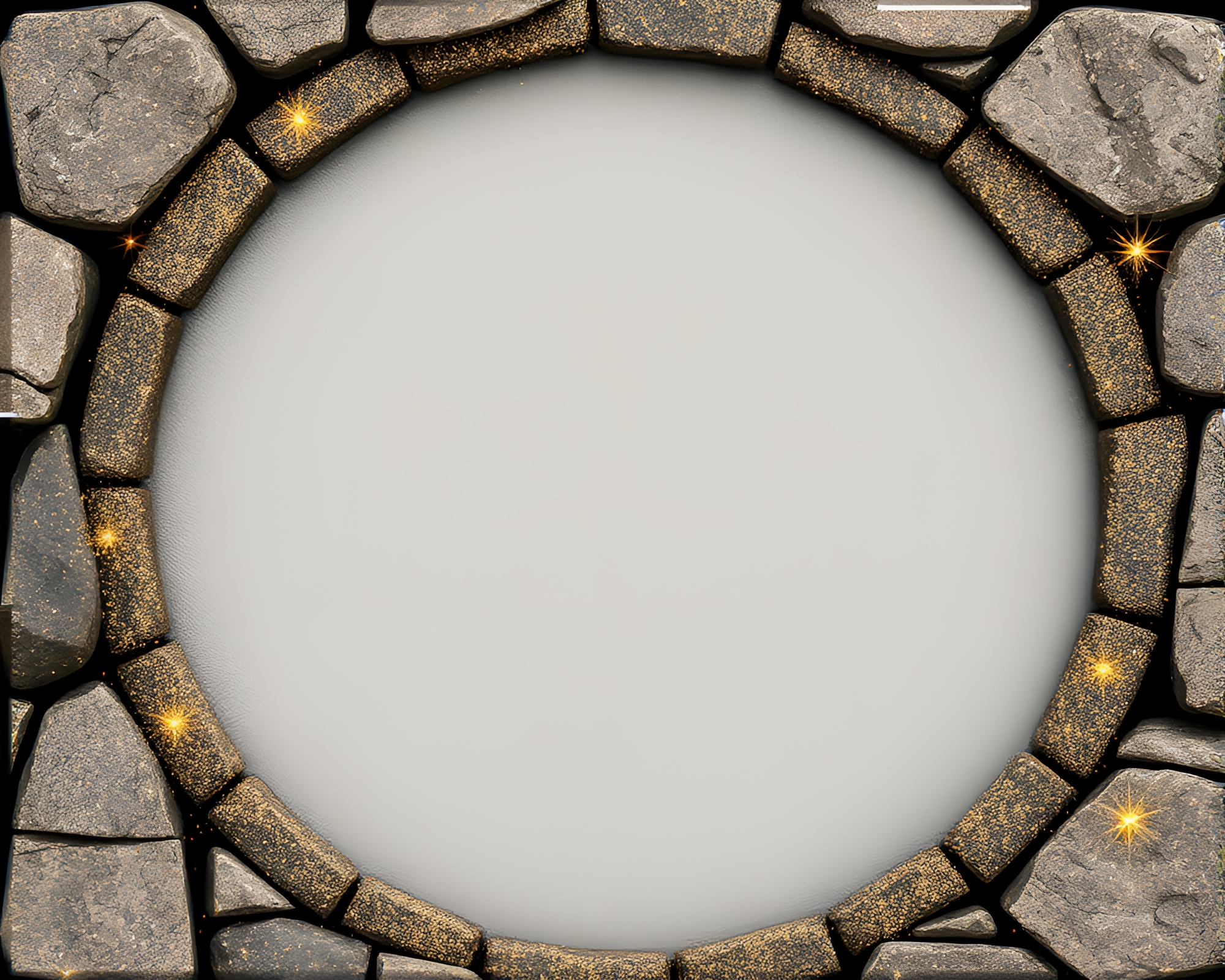 Stone Circle Vignette with Metallic Flakes – free AI stock image