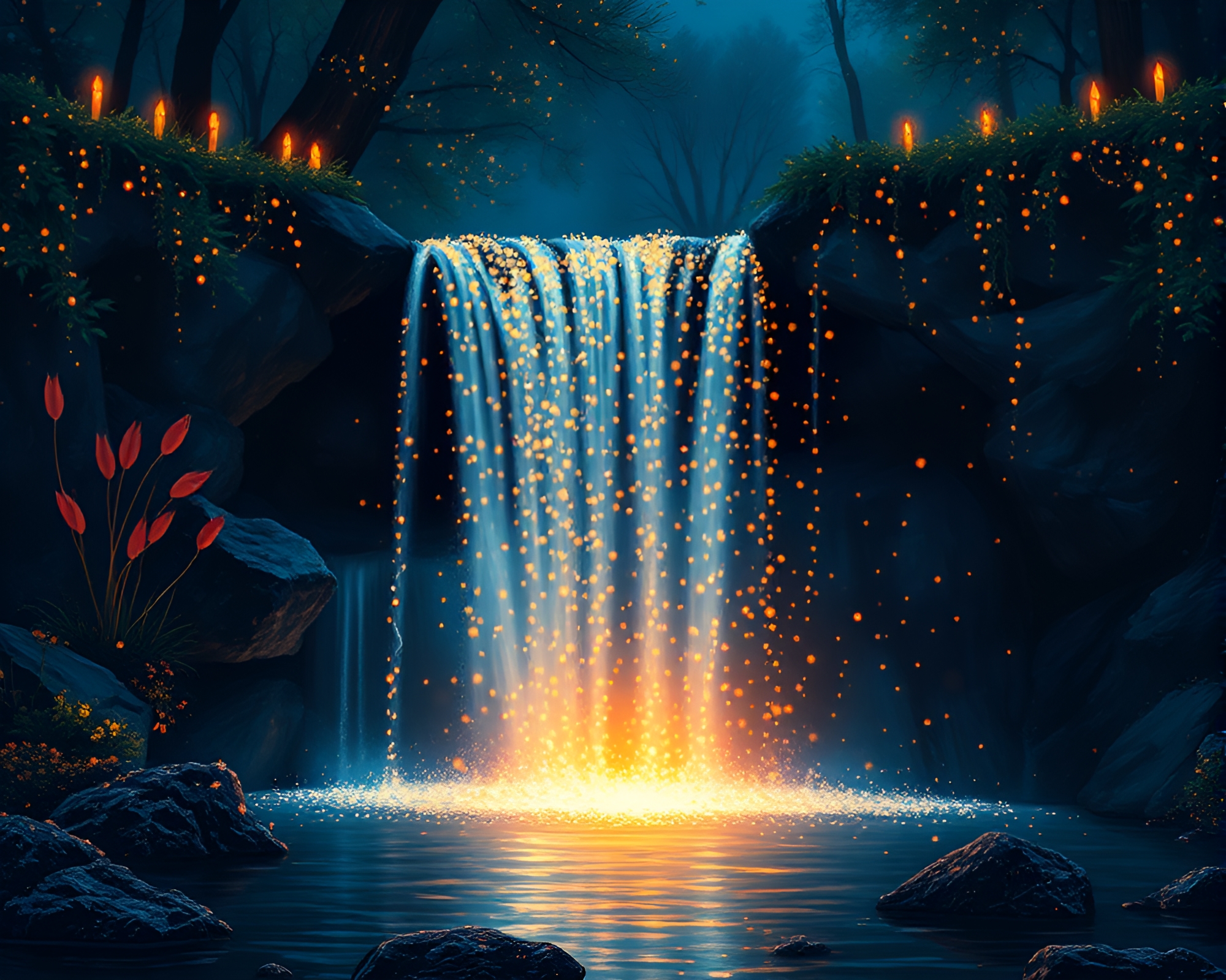 Enchanting Waterfall Kyndle – free AI stock image