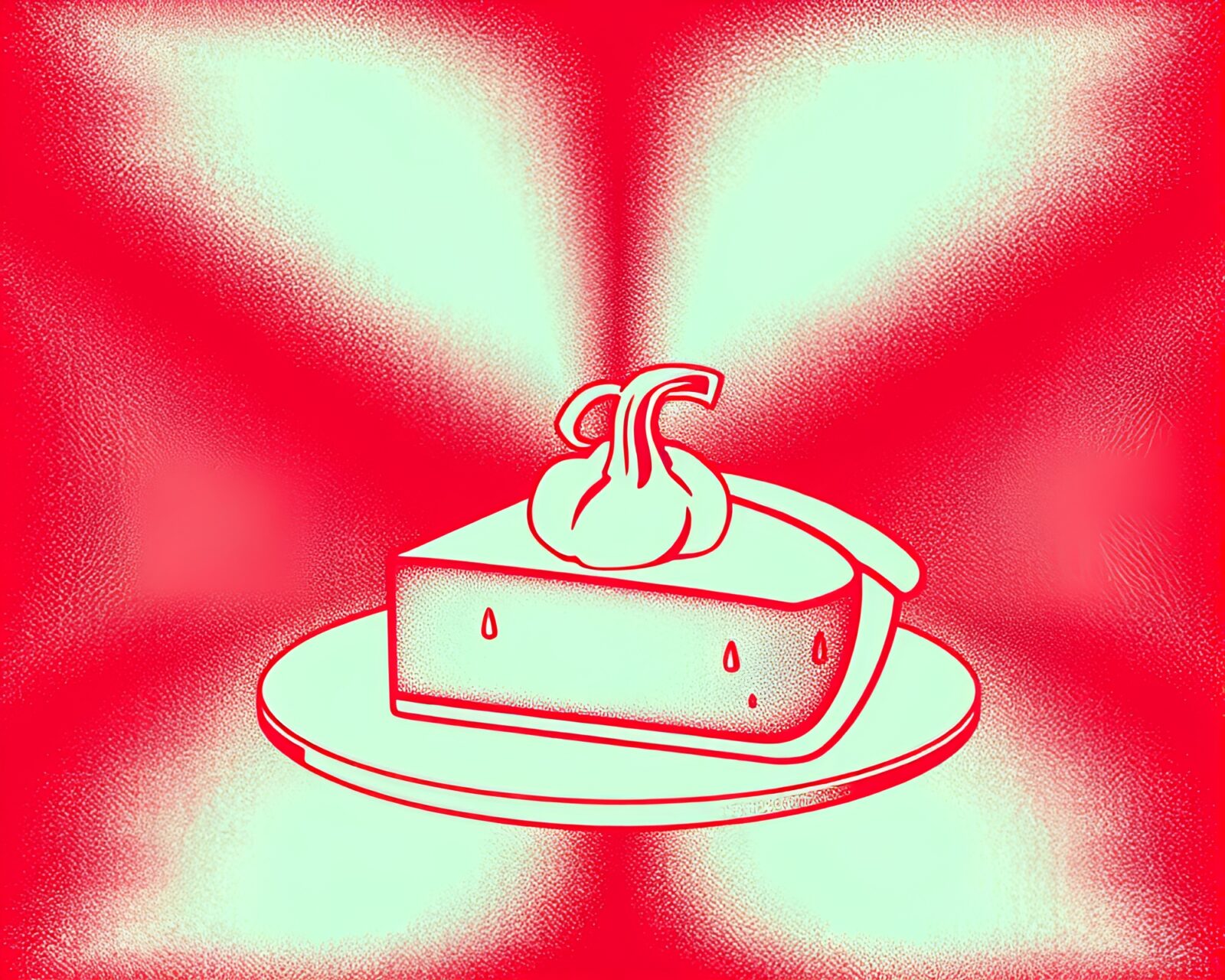 Duotone red-blue pumpkin pie with intricate cloth-like details