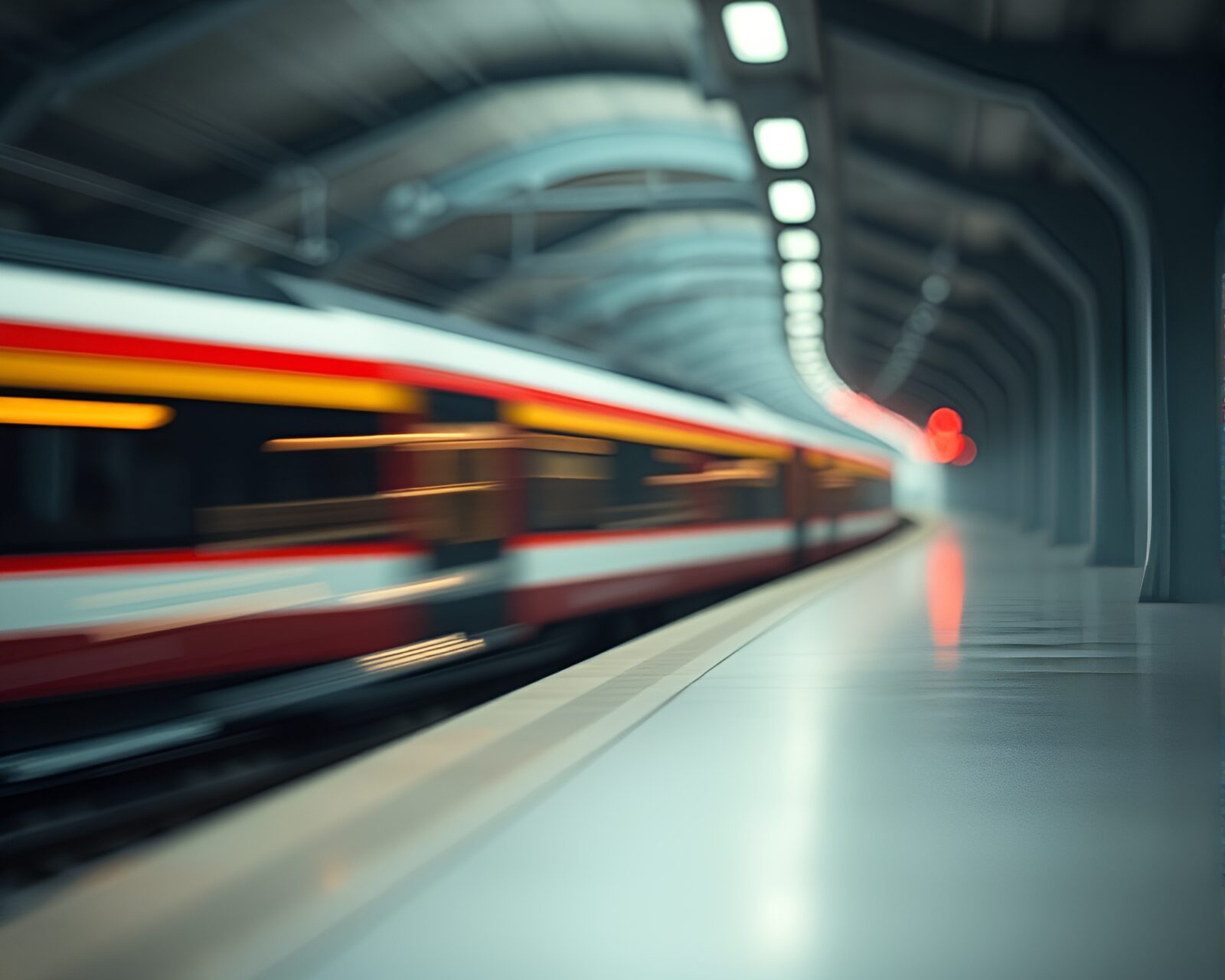 Magnetic levitation train with an écorché twist in muted colors
