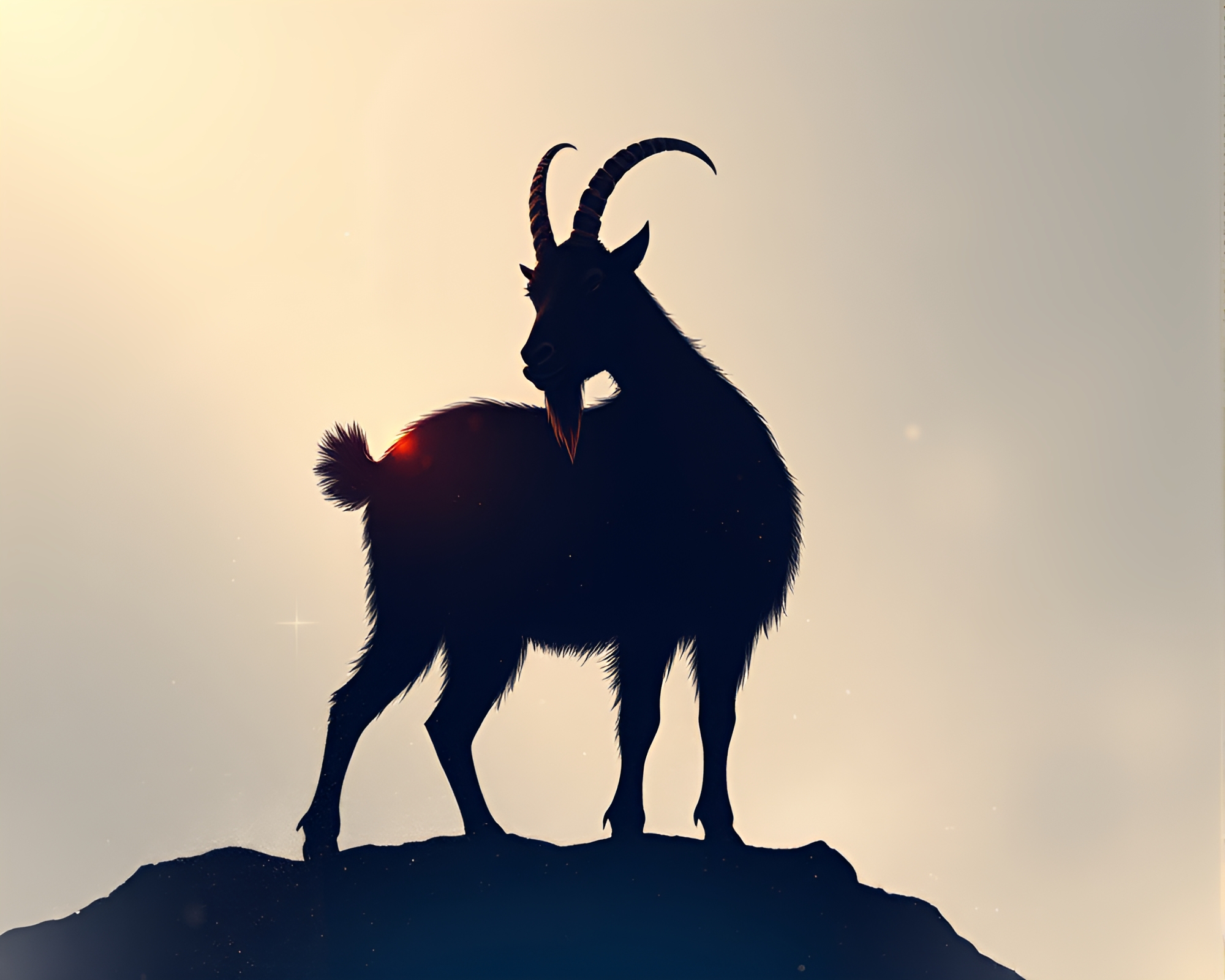 Majestic Mountain Goat Silhouette in Stardust Night – free AI stock image
