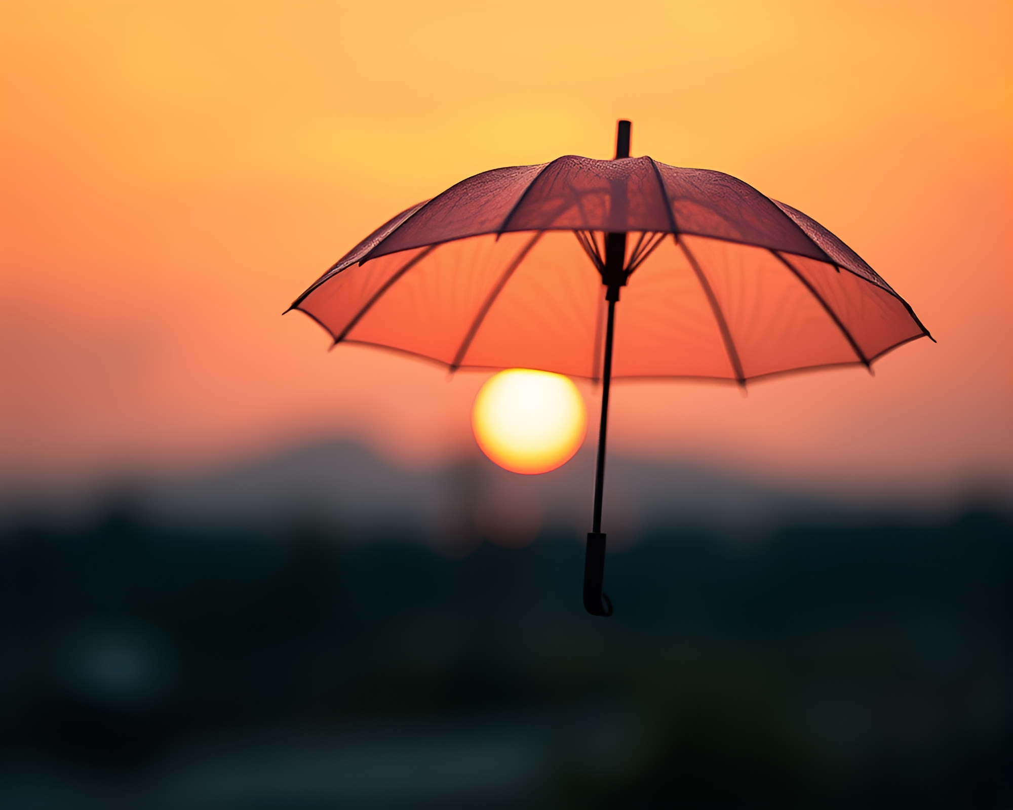Dreamlike Sunset Bokeh Umbrella Animation Still – free AI stock image