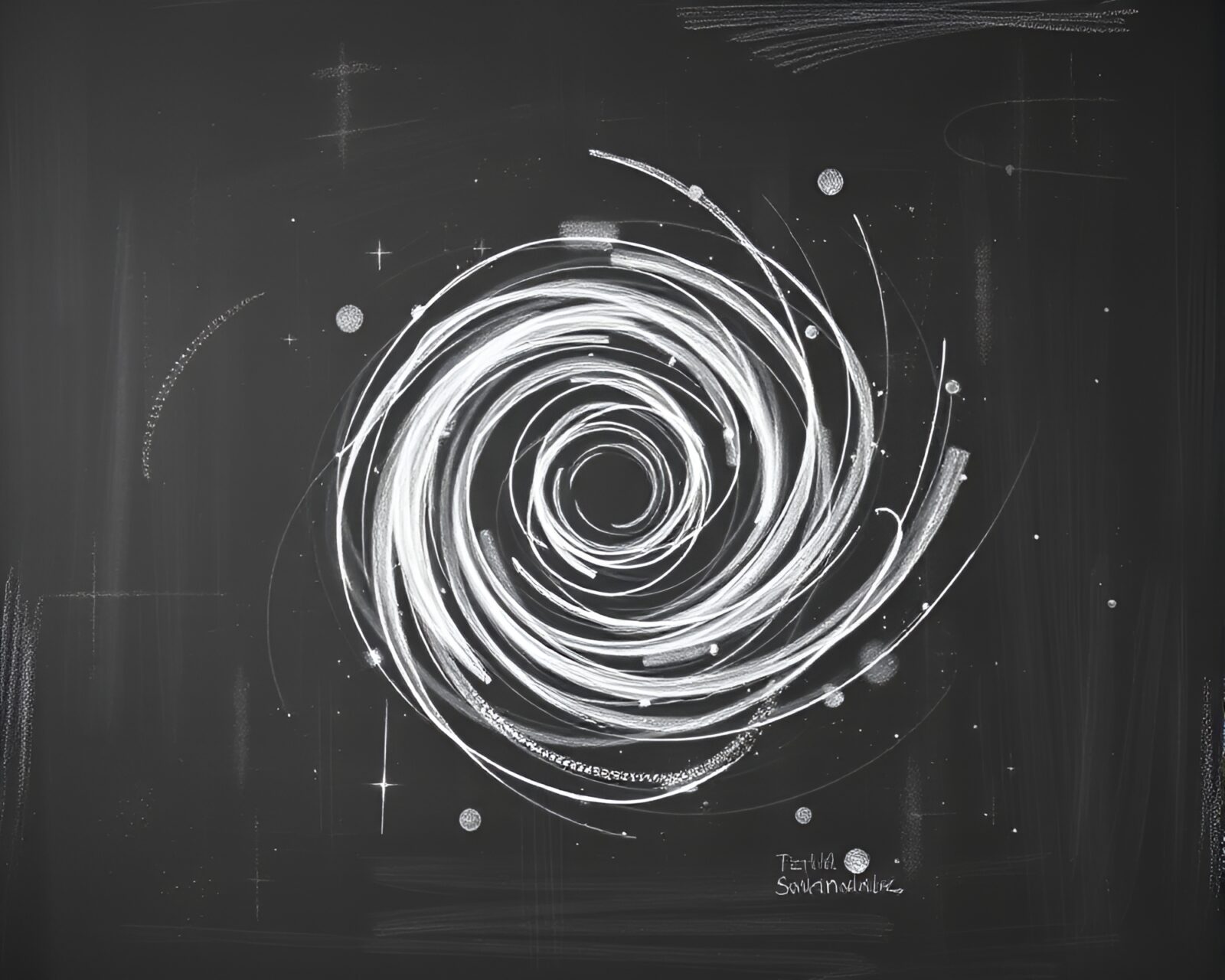 Gray-toned vortex swirls with chalk sketches, dimensional design