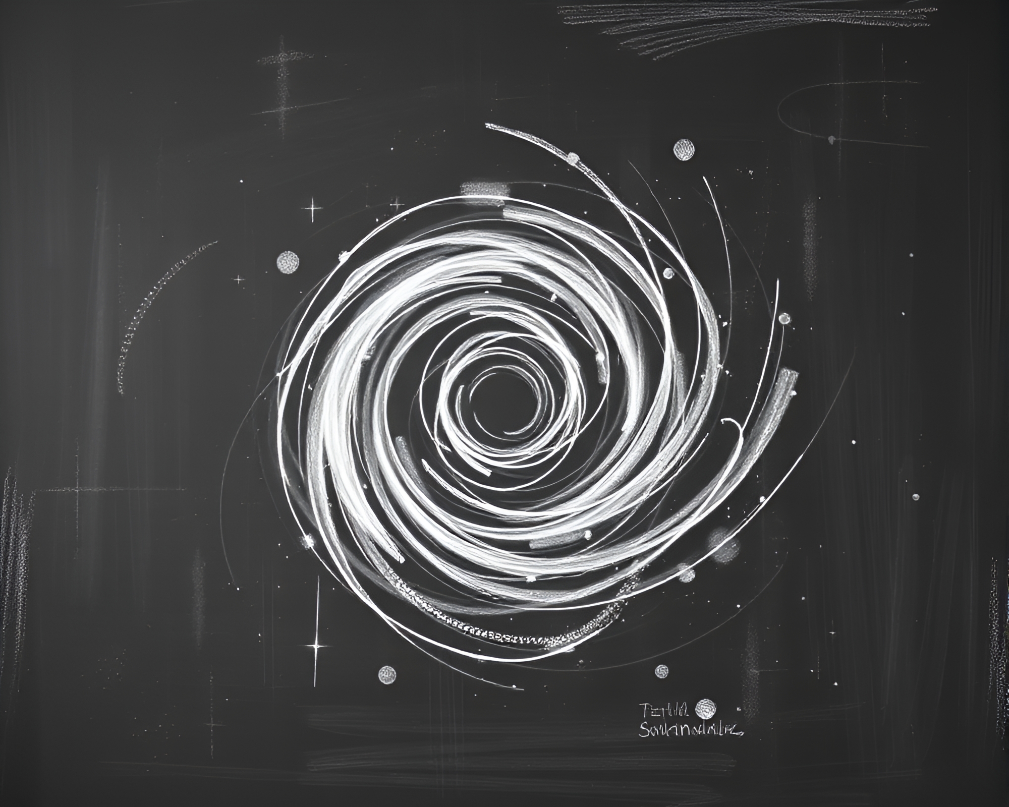 Time Vortex Chalk Scrawls Merge in Skeuomorphic Design – free AI stock image