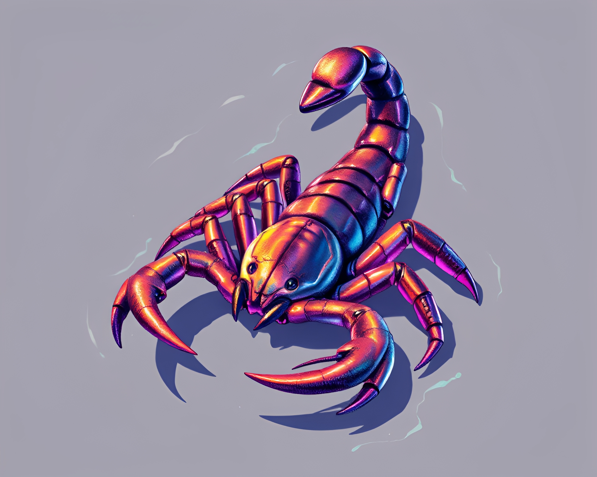 Iridescent Soap Film Scorpion in Pastel Graffiti Pixel Art – free AI stock image