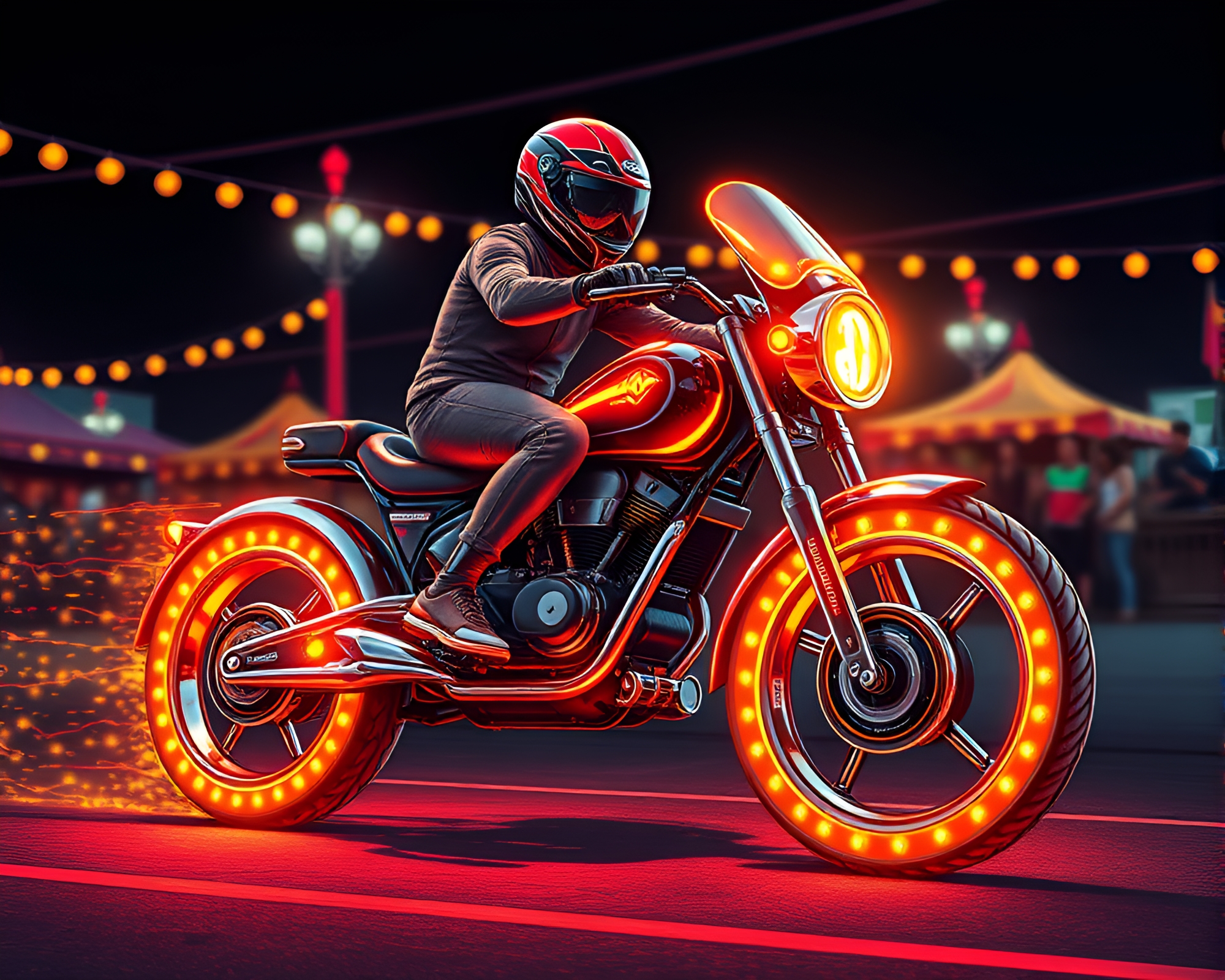 Neon Carnival Hoverbike Stitched Pattern – free AI stock image