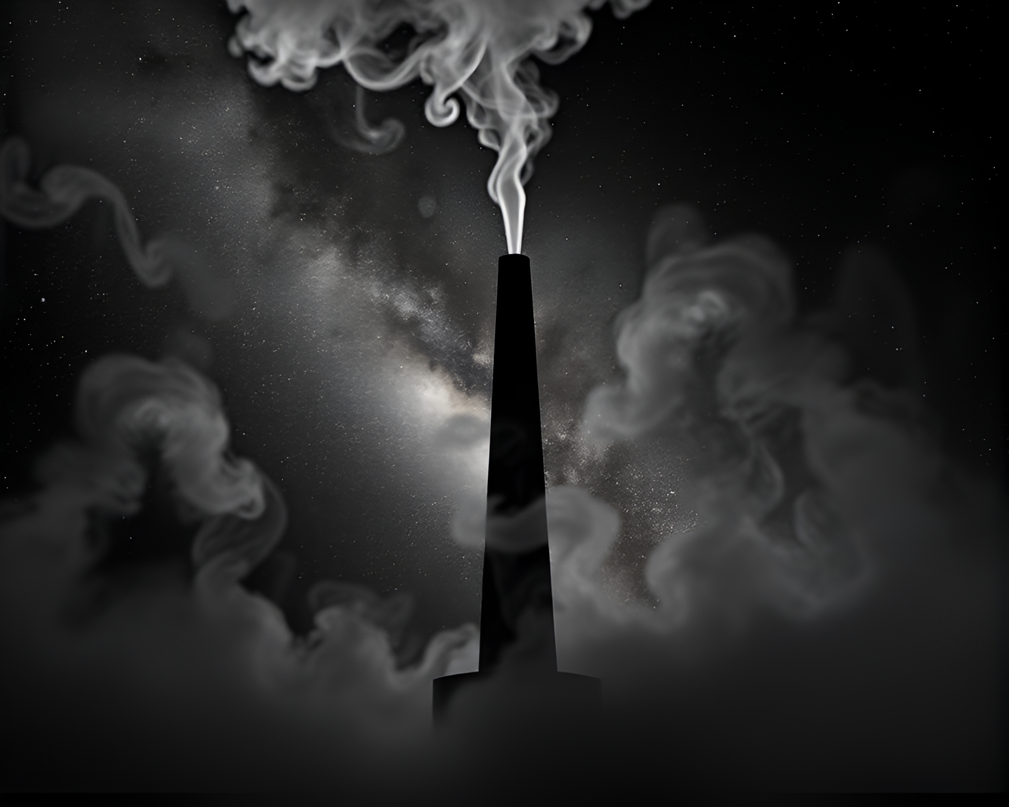 Surreal Steam Vapor Surrounds Monolithic Milky Way Obelisk – free AI stock image