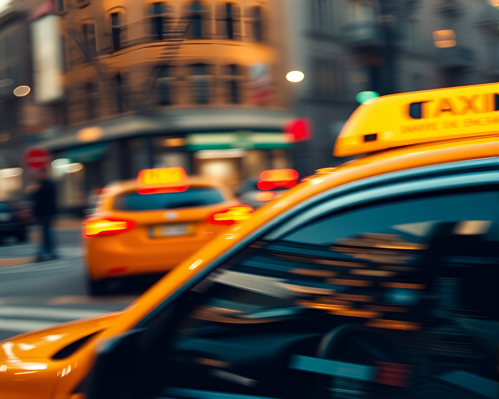 Blurred Banshee Taxi in Burnt Orange Line Art – free AI stock image
