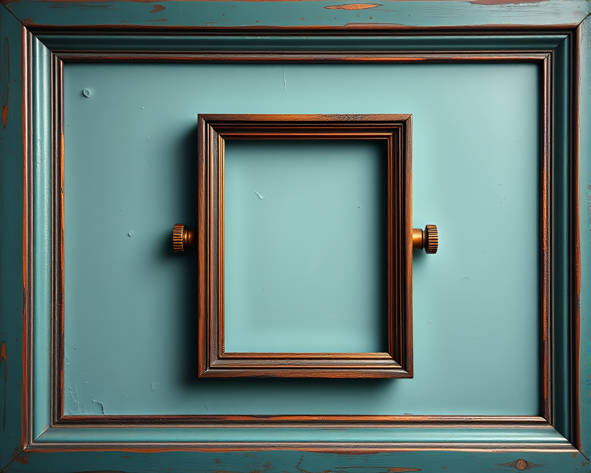 Vintage Telescope in Serene Teal Frame – free AI stock image
