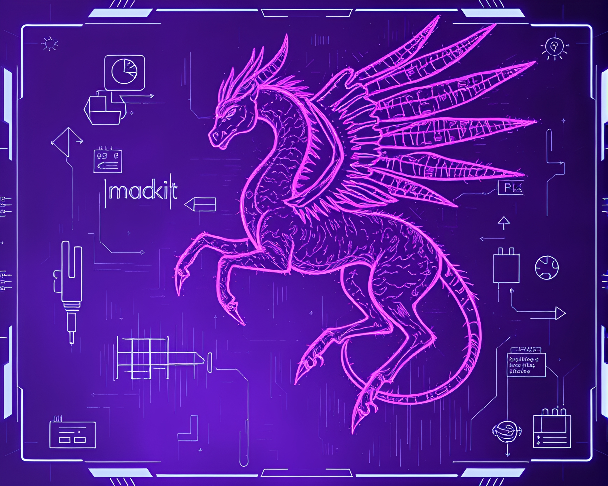 Twilight-Purple Chimera Chalk Scrawls Concept – free AI stock image