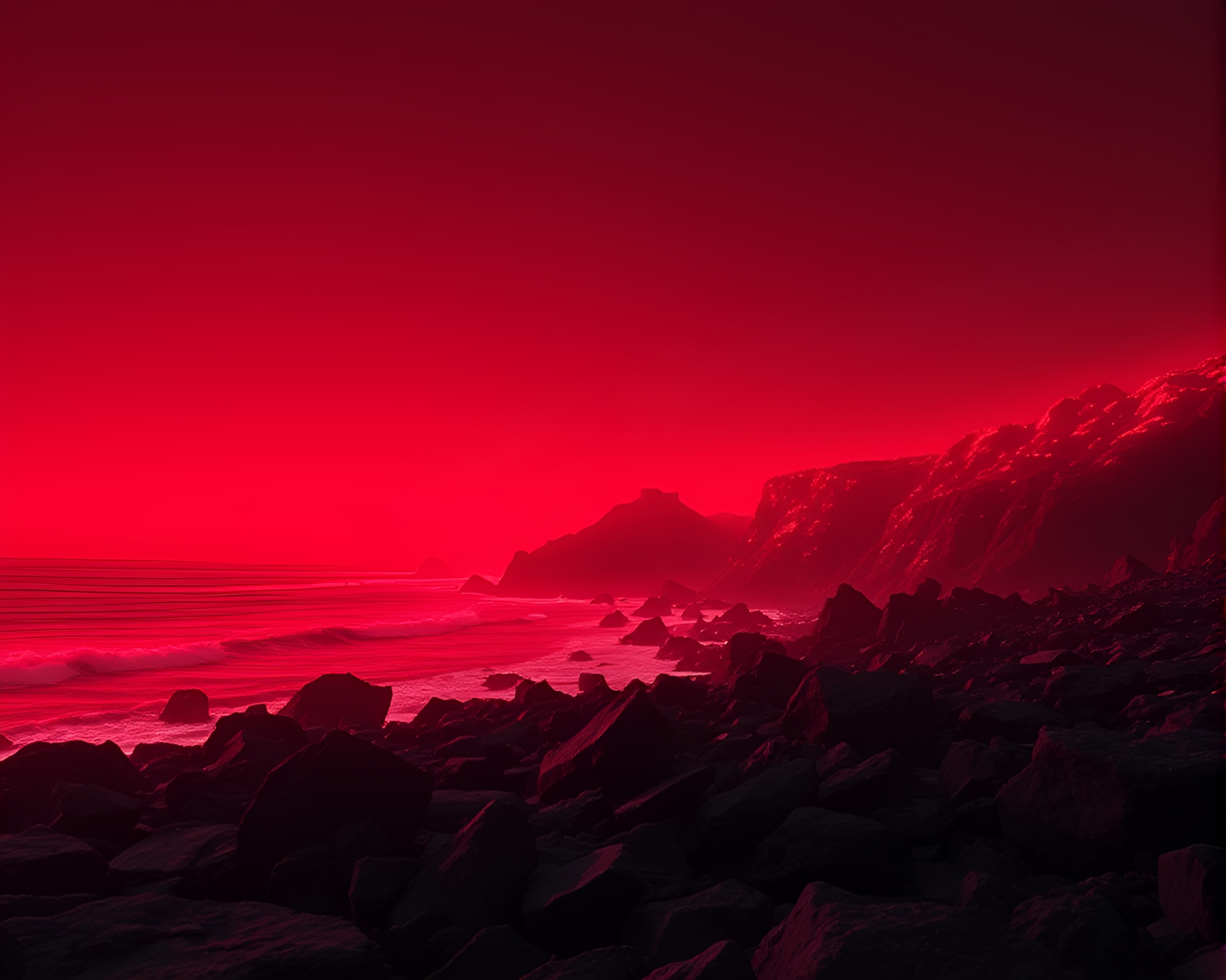 Mesmerizing LED Pixel Rocky Coastline Animation – free AI stock image