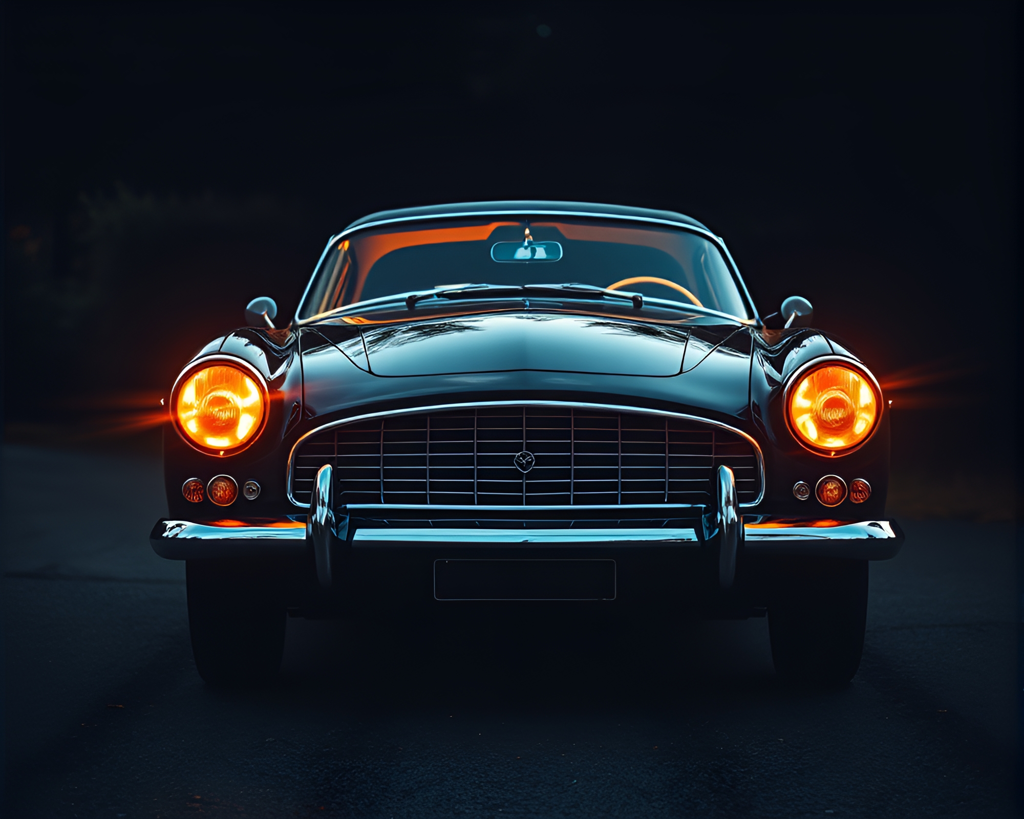Vintage car framed by natural light streaks – free AI stock image