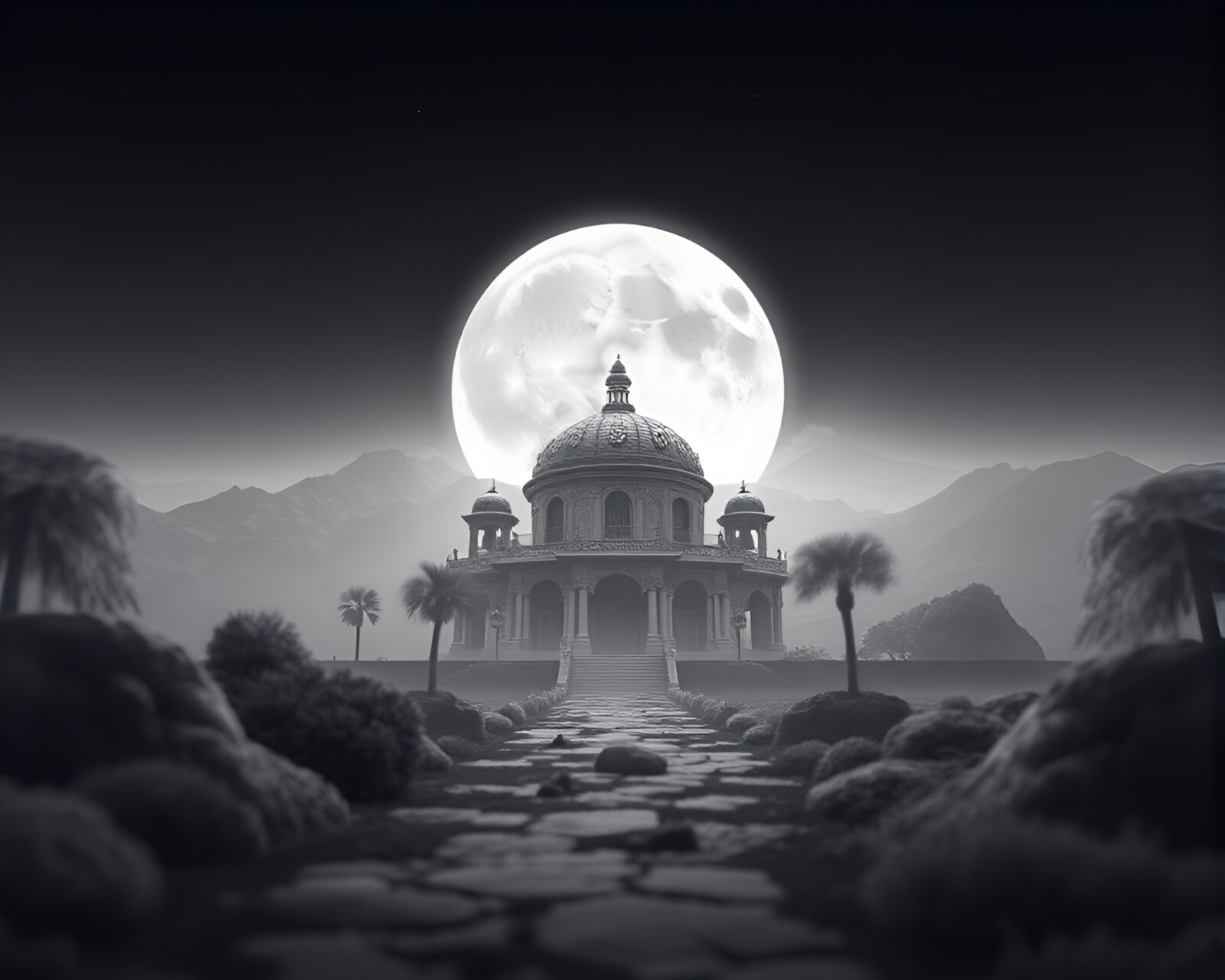 An ethereal blend of lunar and digital elements in focus stacking