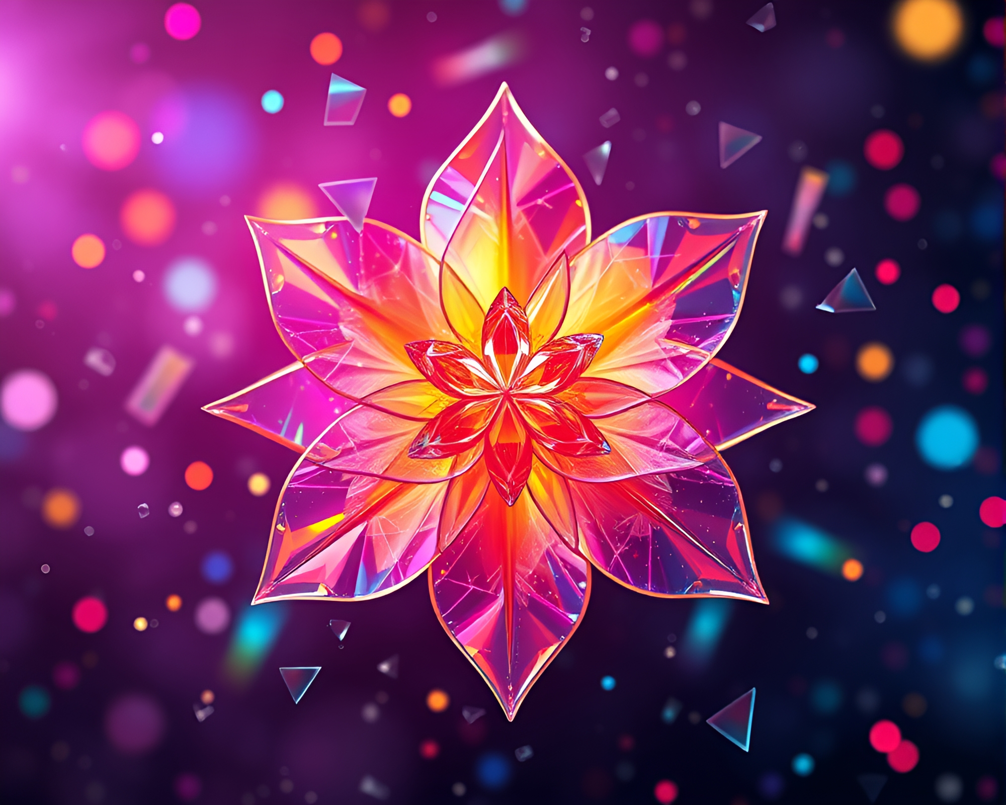 Futuristic Origami Glass Shard Bloom – free AI stock image