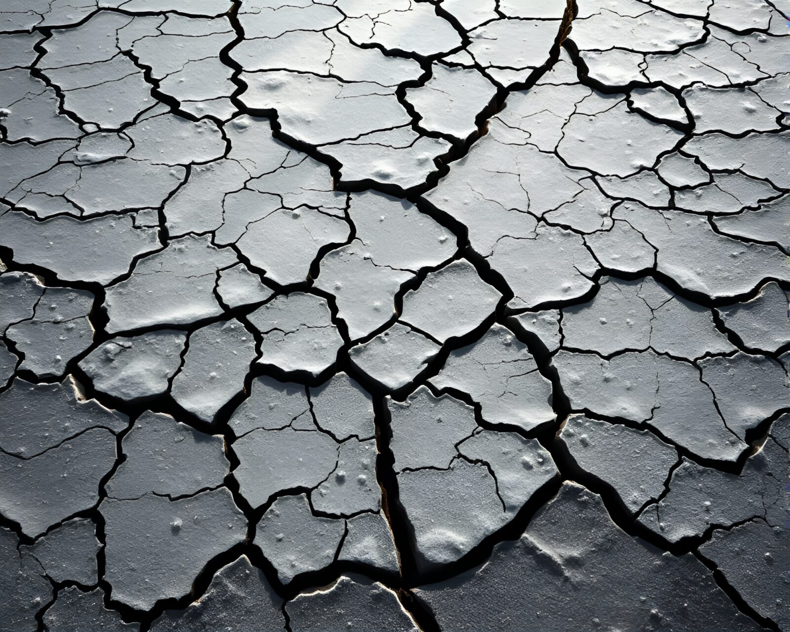 Frozen tessellated earth under a haunting snow-kissed light