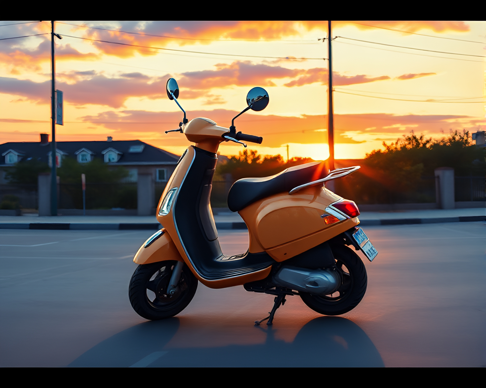 Electric scooter in soft gouache hues at sunset – free AI stock image