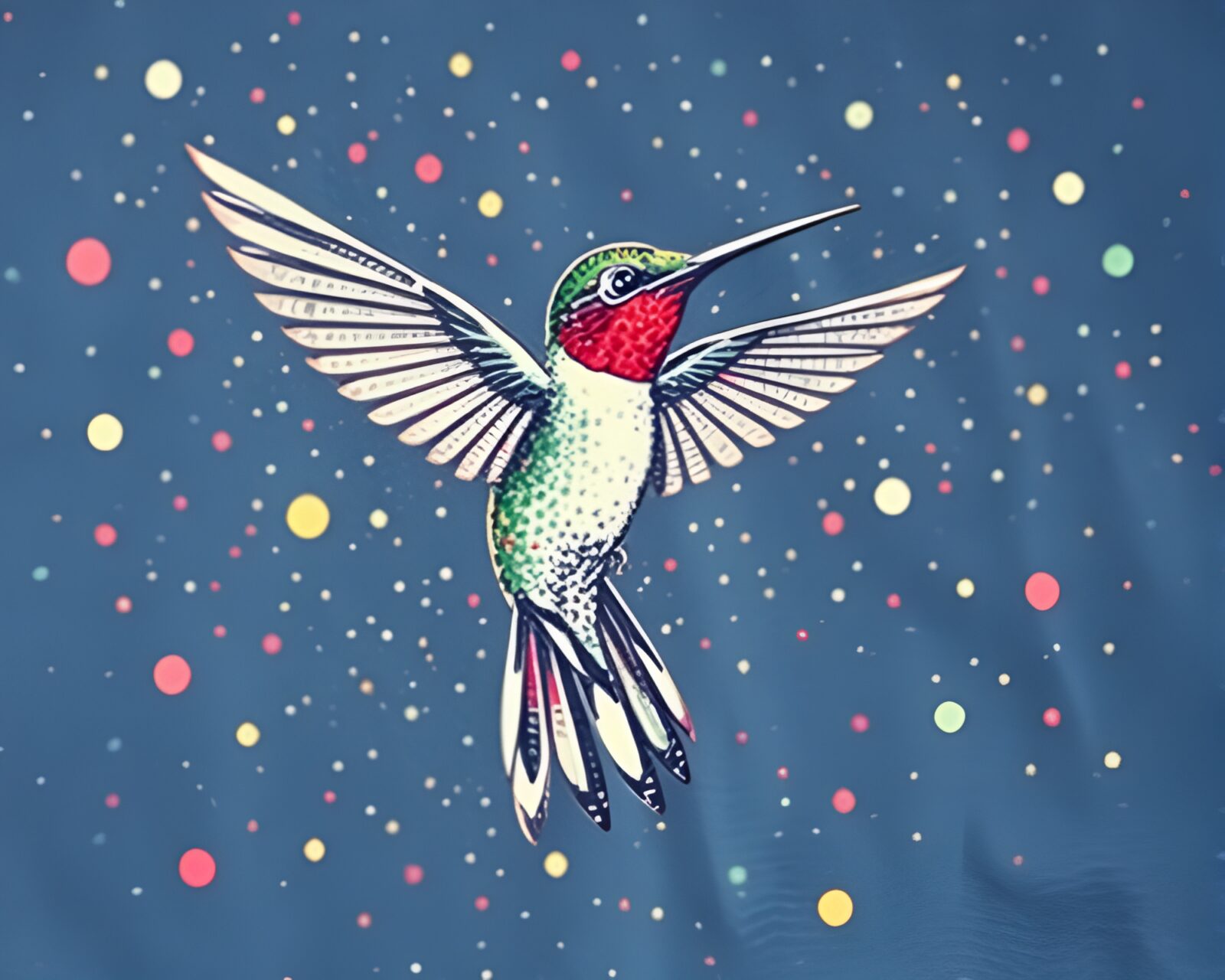 Abstract art of a hummingbird in kinetic motion
