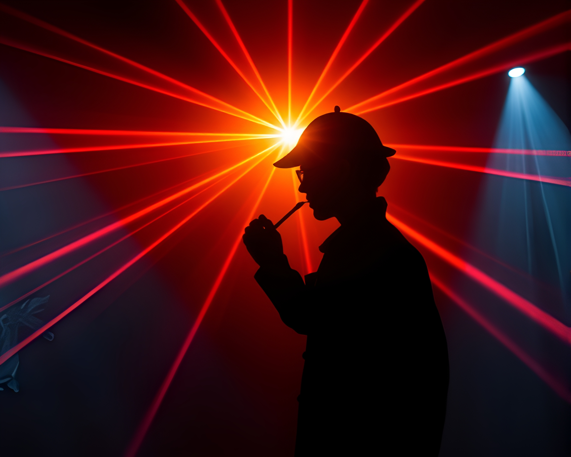 Sherlock Holmes in 3D Laser Beam Silhouette – free AI stock image