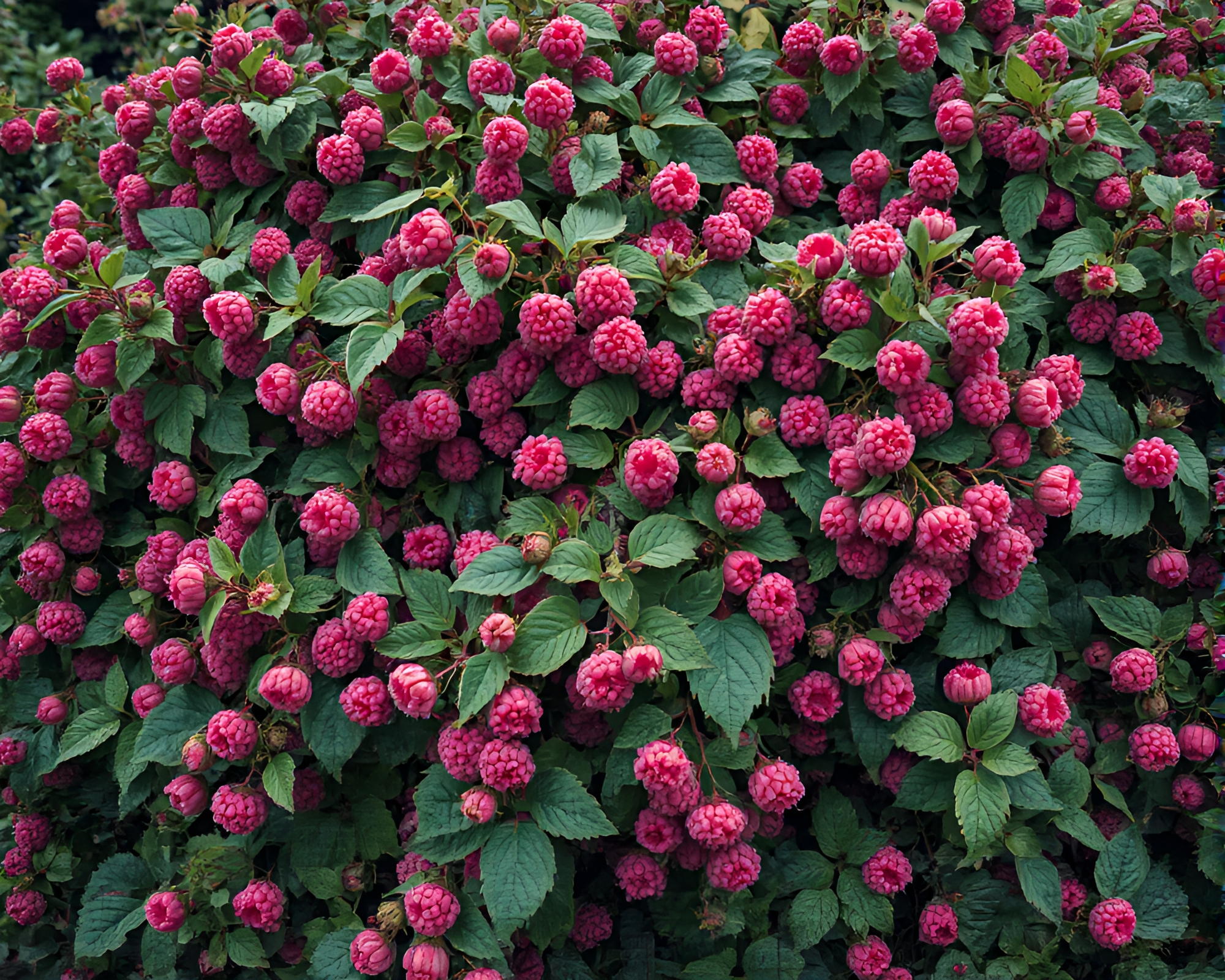 Raspberry Bush Mosaic Shadow Art – free AI stock image