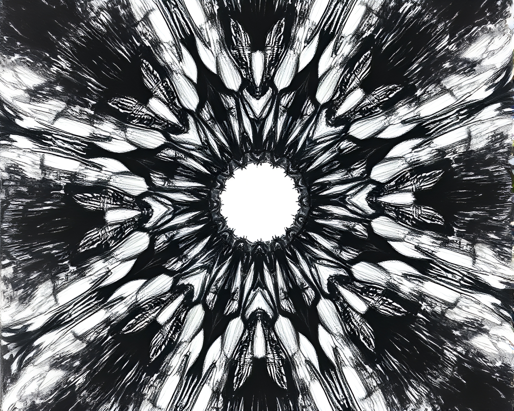 Fractal Pattern in Conté Crayon with Hard Shadows – free AI stock image