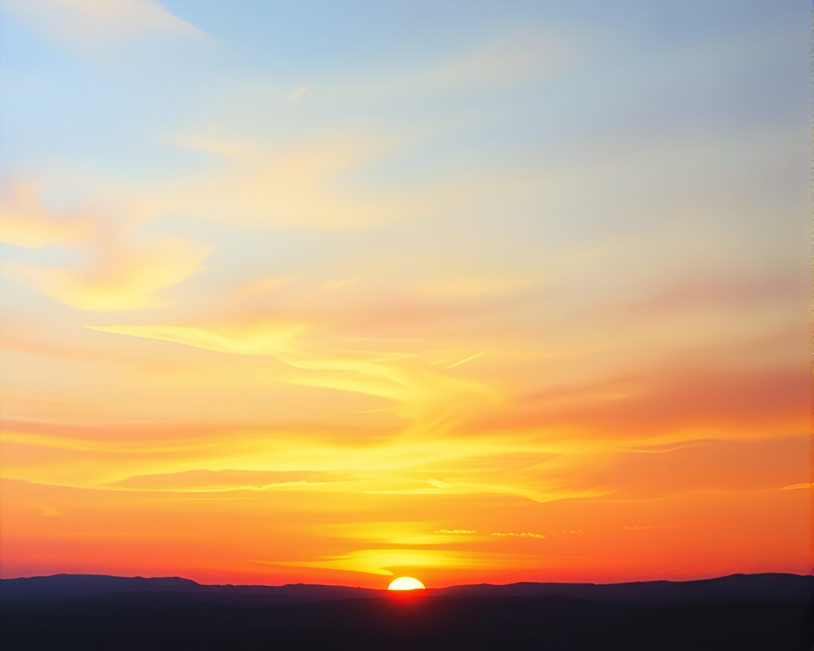 Stunning sunrise silhouette oil painting with ambient occlusion