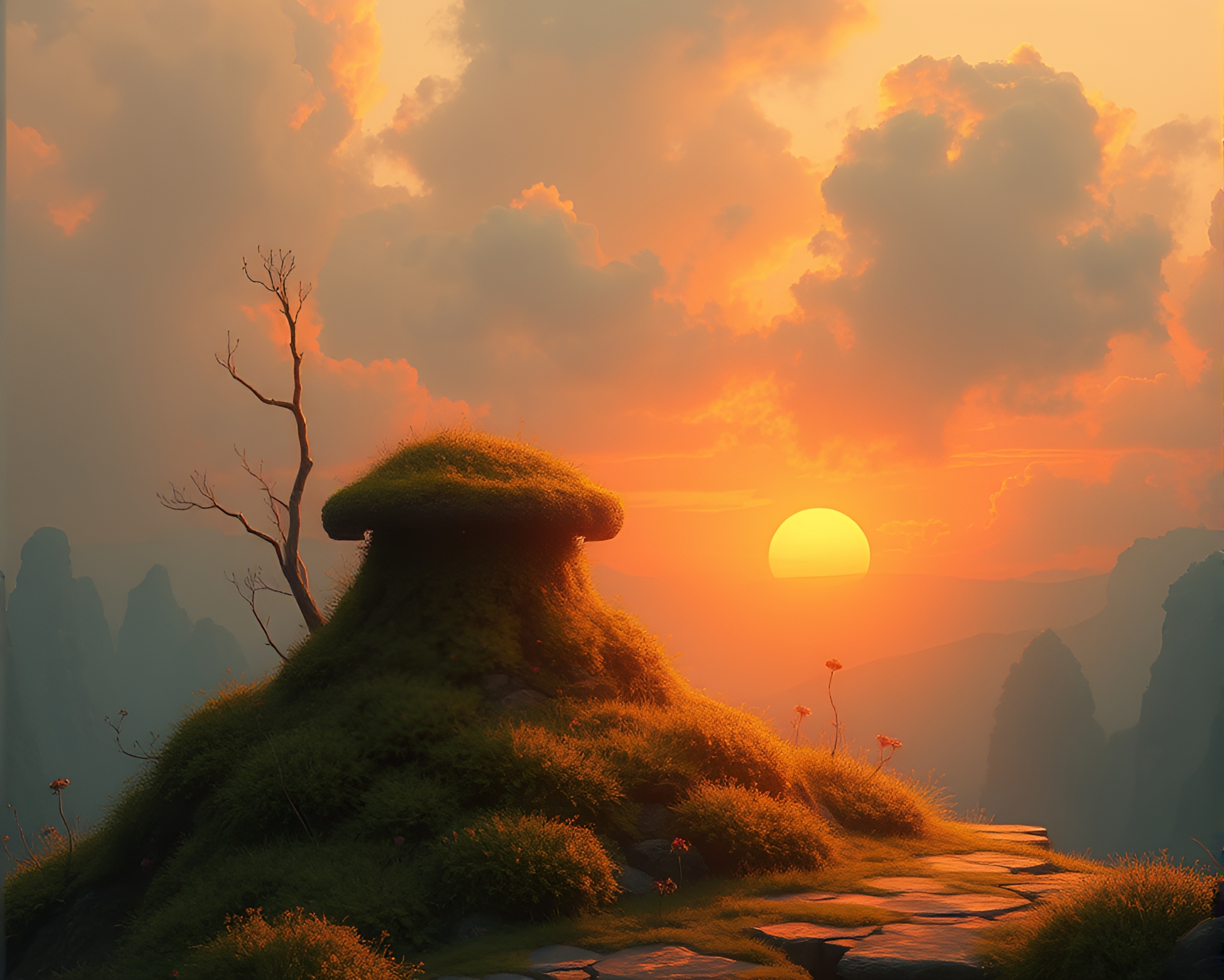 Enchanted Moss Growth on Ancient Scroll – free AI stock image