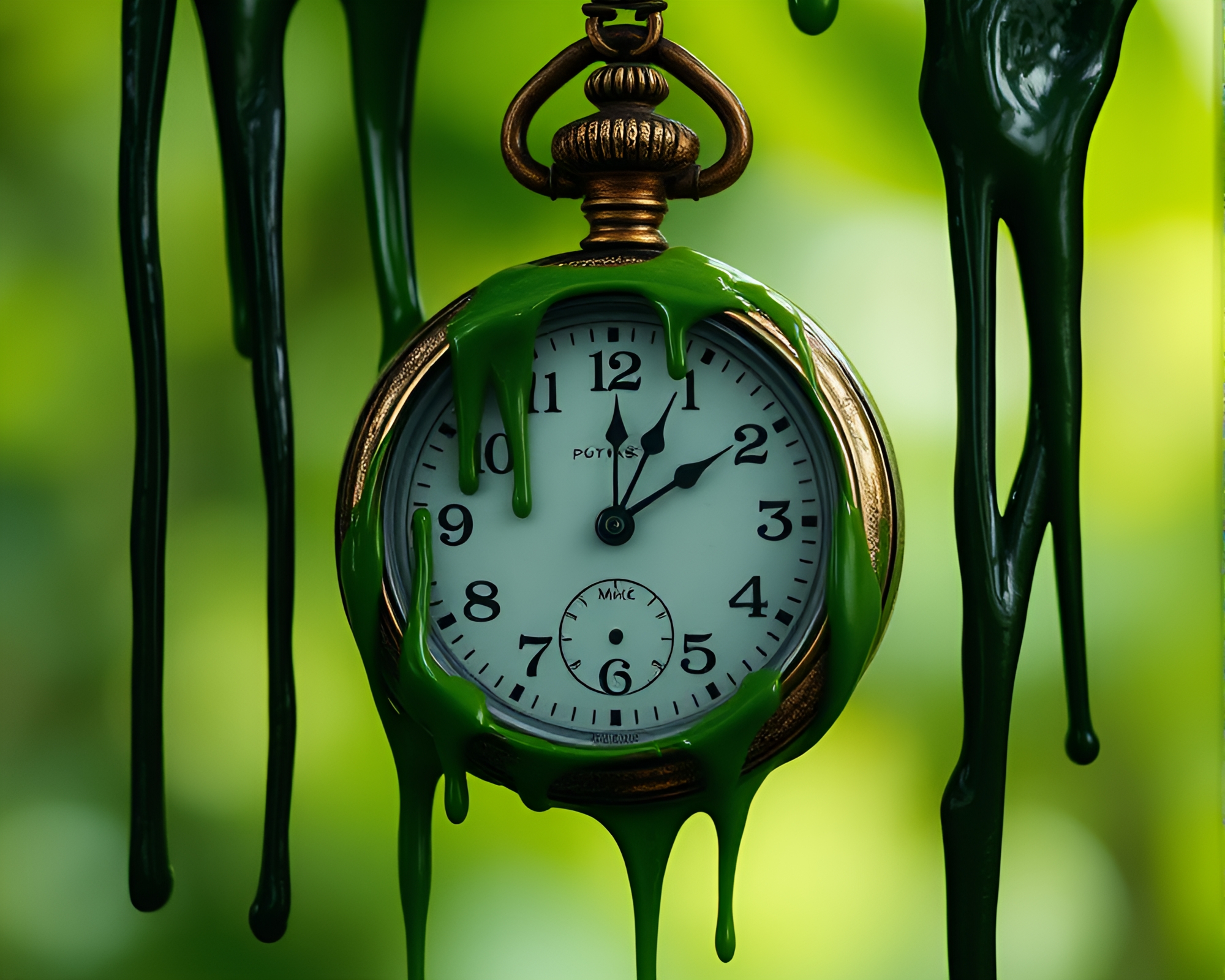 Surreal Pocket Watch Rainforest Drip – free AI stock image
