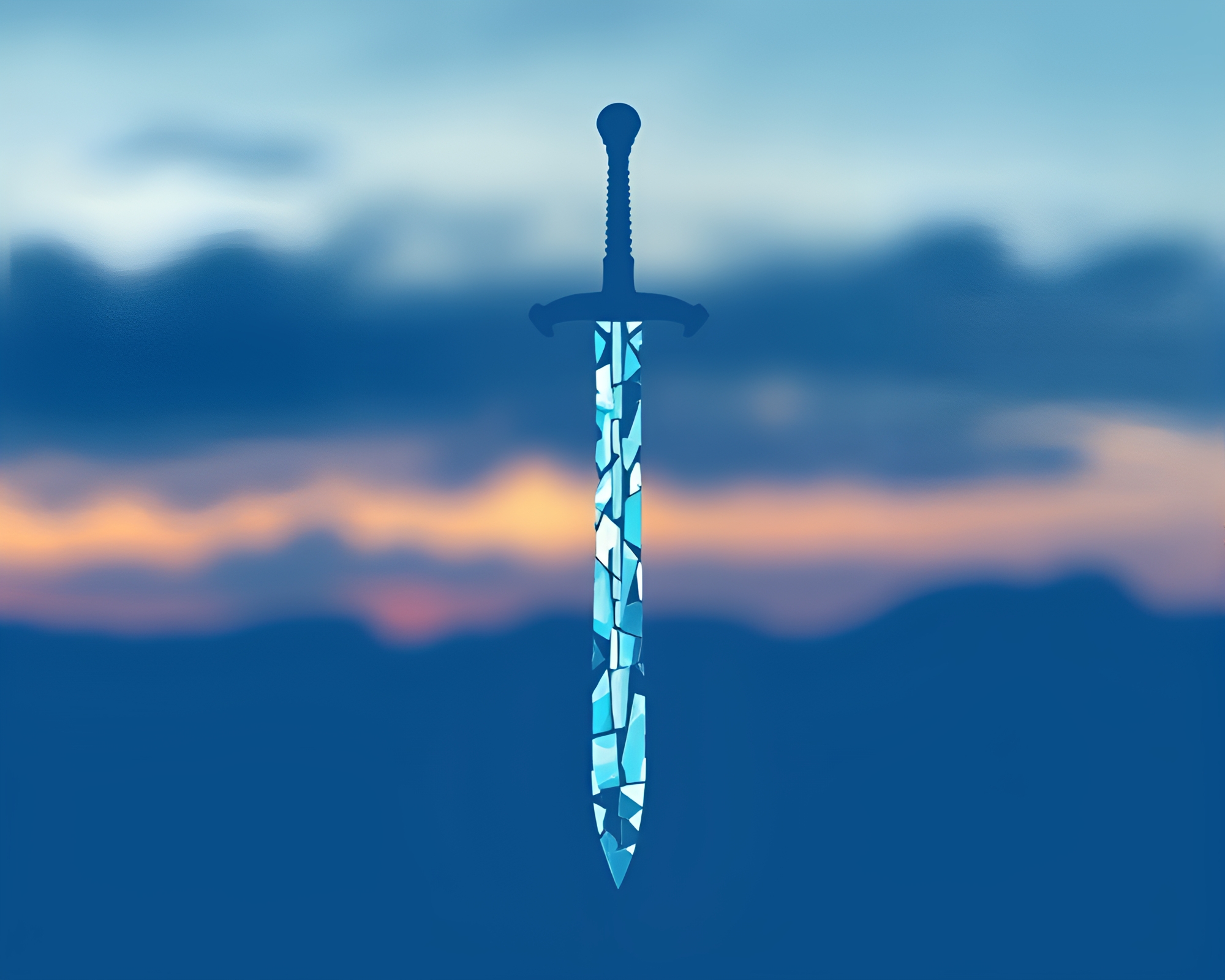 Frozen Sword Mosaic Fragment Collage – free AI stock image
